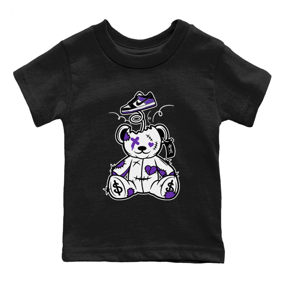 Surprise Teddy Bear snkmatch Tees Kids - Dunk Low Court Purple