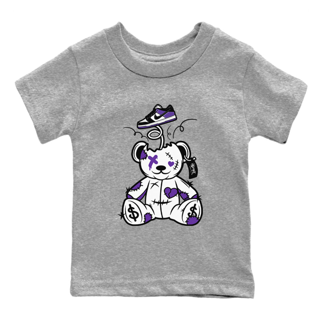 Surprise Teddy Bear snkmatch Tees Kids - Dunk Low Court Purple