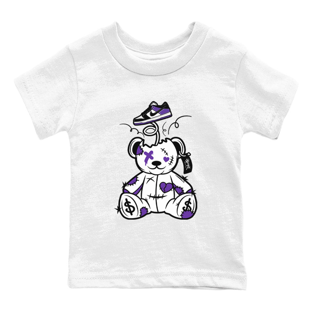 Surprise Teddy Bear snkmatch Tees Kids - Dunk Low Court Purple