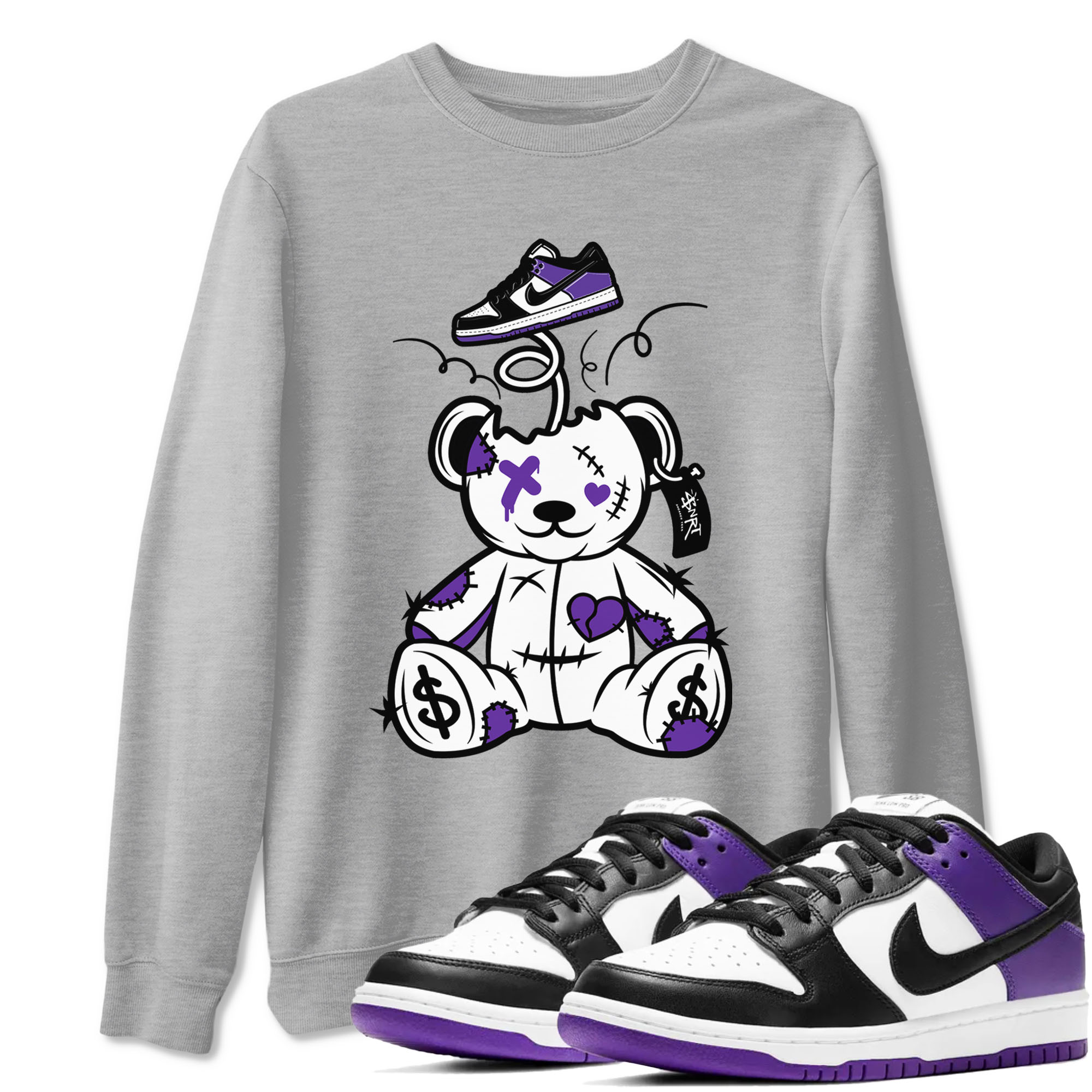 Surprise Teddy Bear snkmatch Tees - Dunk Low Court Purple