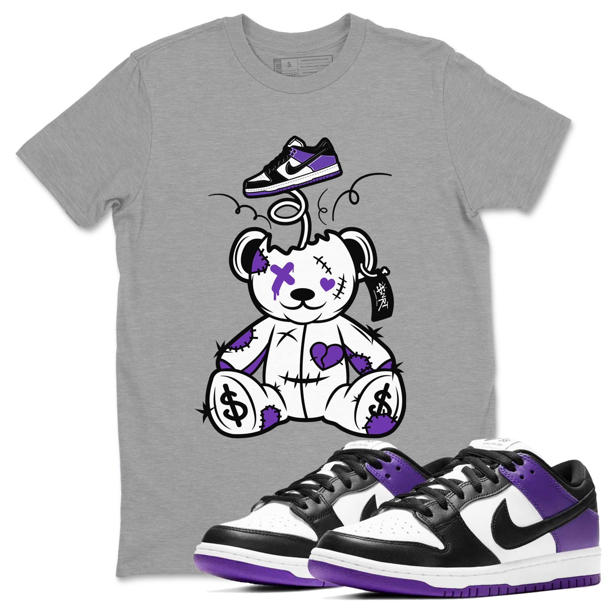 Surprise Teddy Bear snkmatch Tees - Dunk Low Court Purple