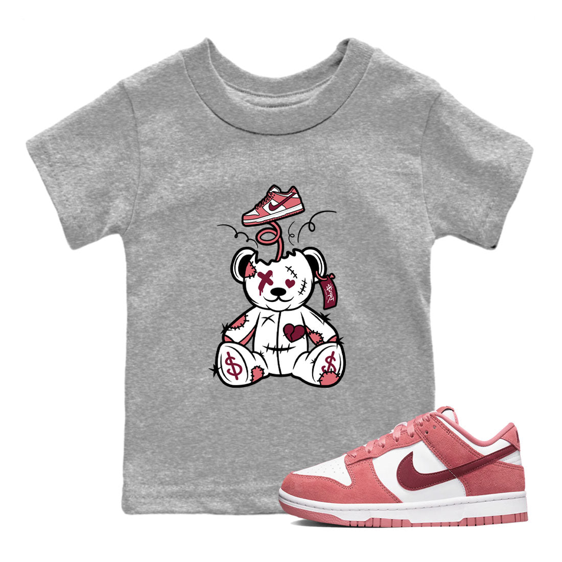 Surprise Teddy Bear snkmatch Tees Kids - Dunk Valentines Day 2024