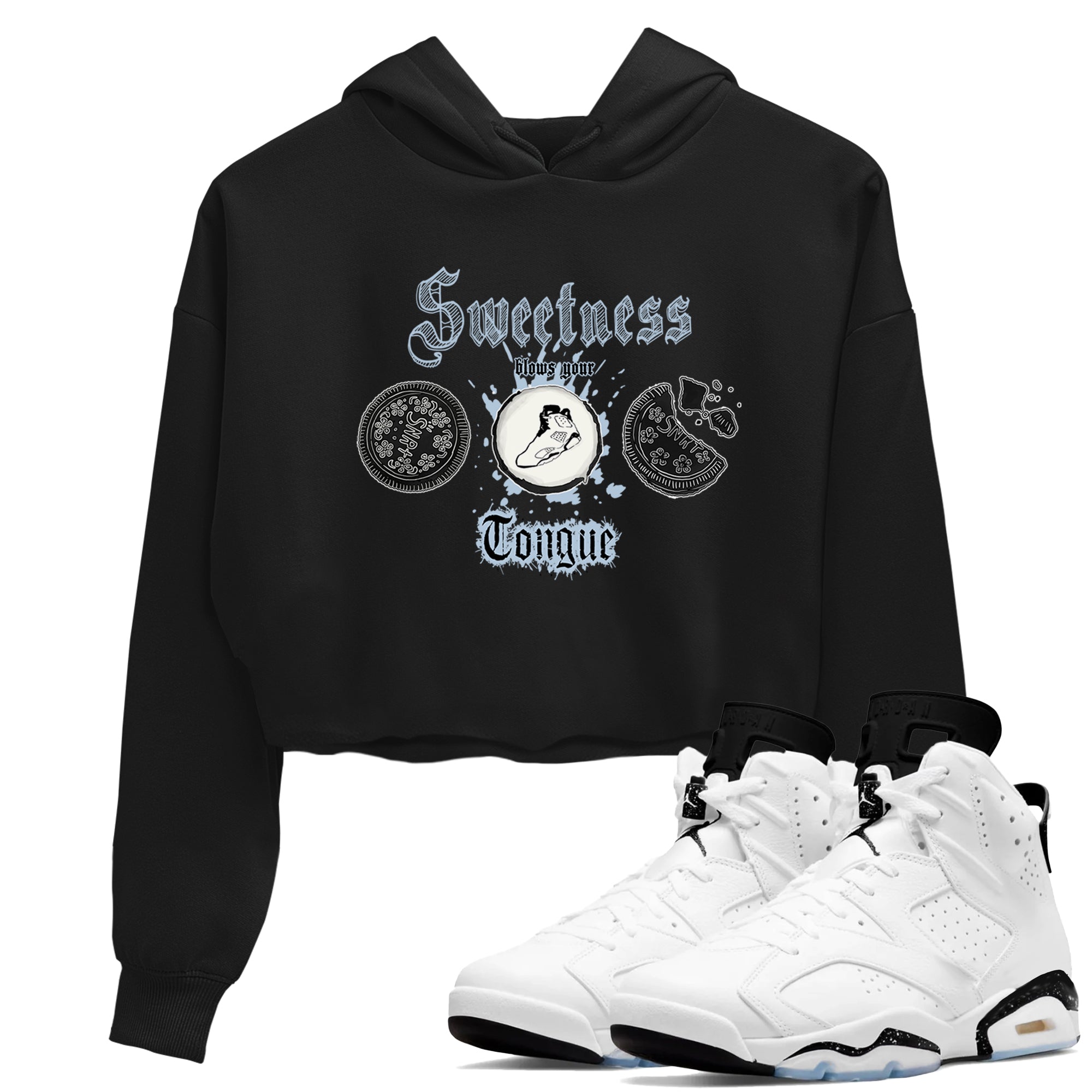 Sweetness Blows Your Tongue snkmatch Women's Top - Air Jordan 6 White Black