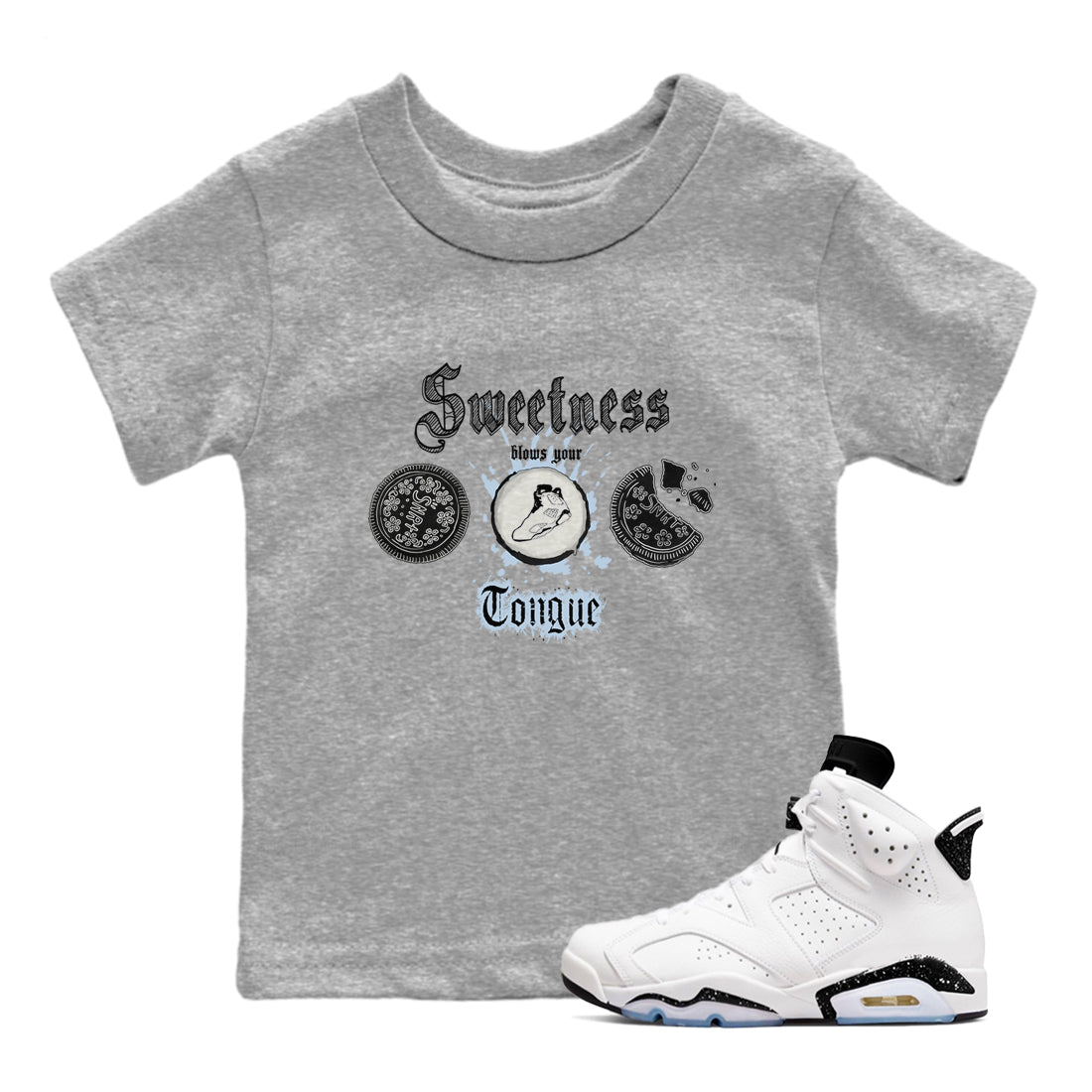 Sweetness Blows Your Tongue snkmatch Tees Kids - Air Jordan 6 White Black