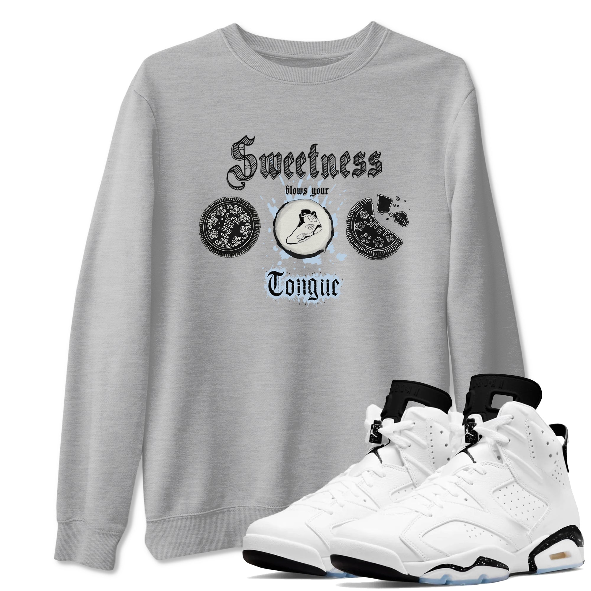 Sweetness Blows Your Tongue snkmatch Tees - Air Jordan 6 White Black