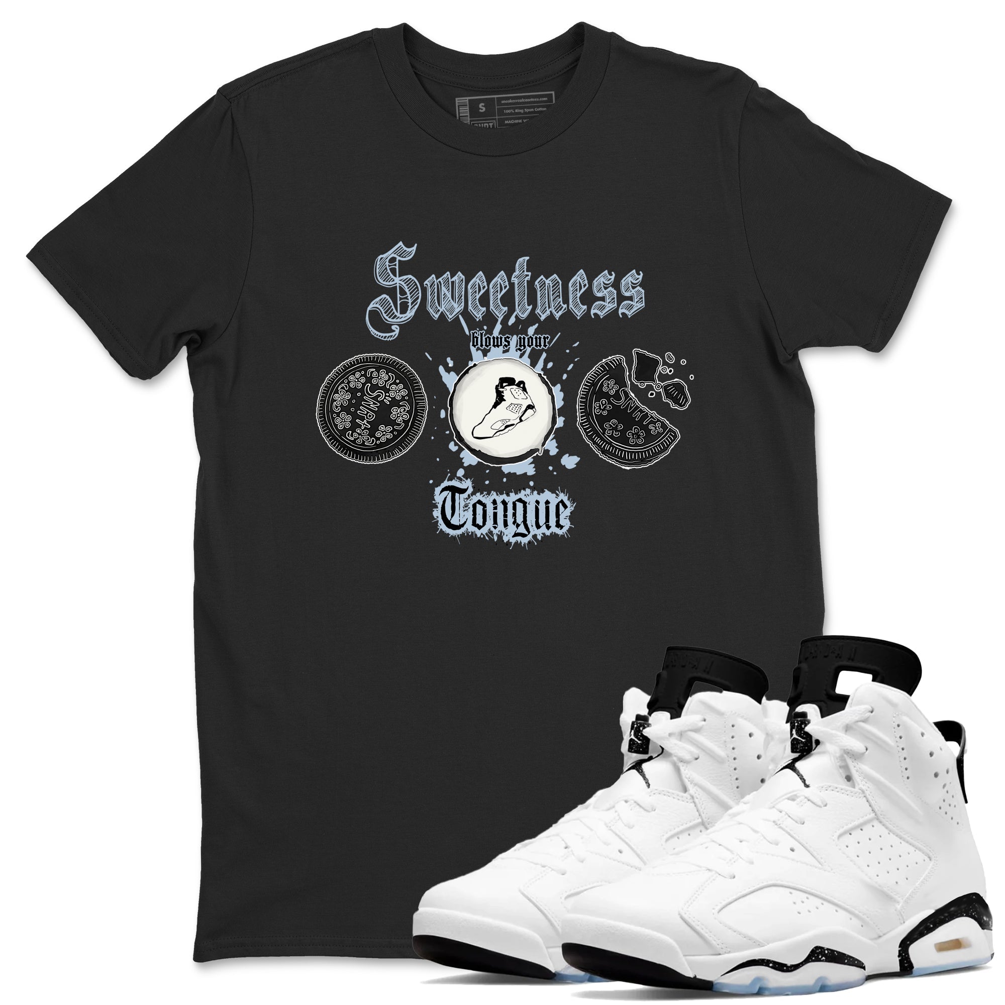 Sweetness Blows Your Tongue snkmatch Tees - Air Jordan 6 White Black