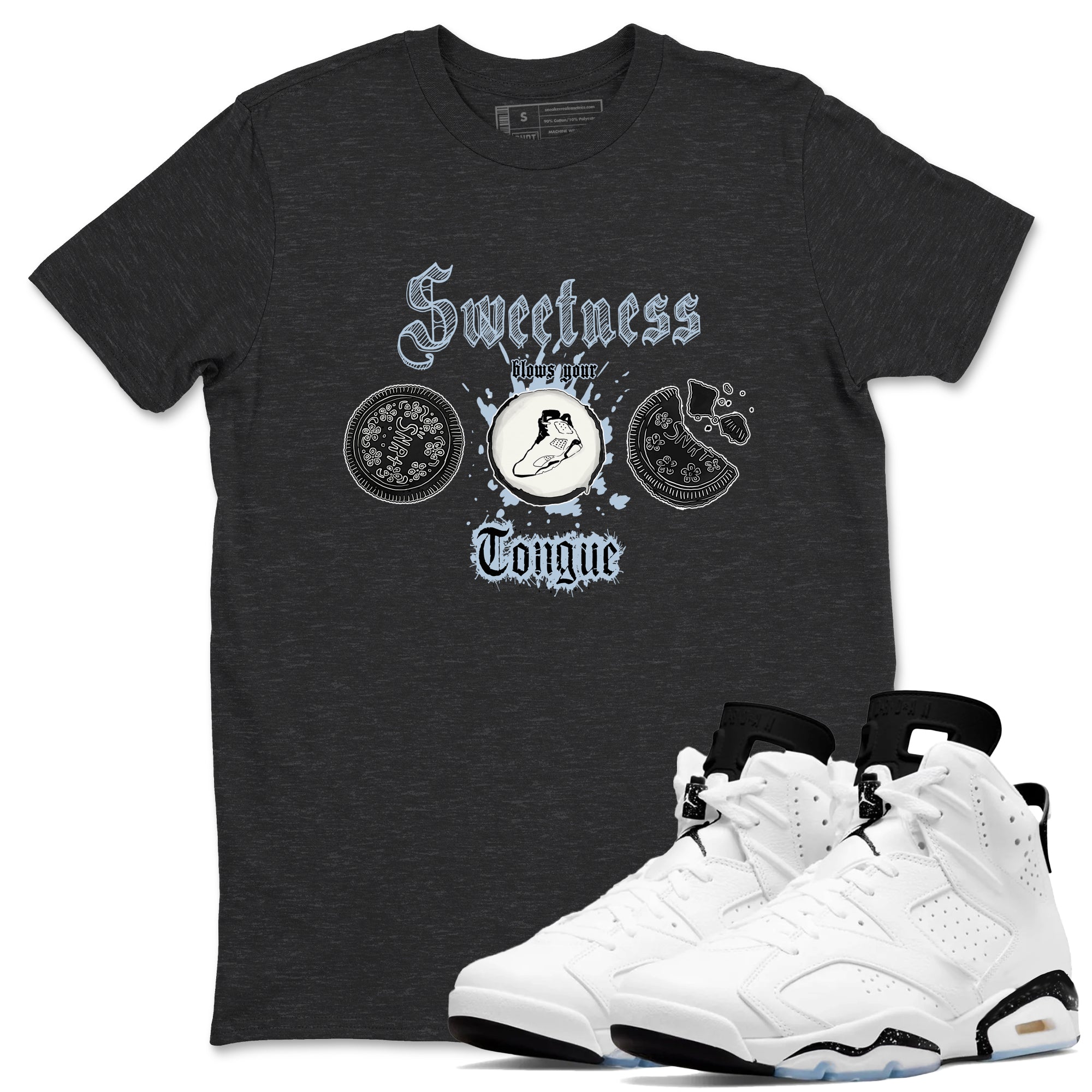 Sweetness Blows Your Tongue snkmatch Tees - Air Jordan 6 White Black