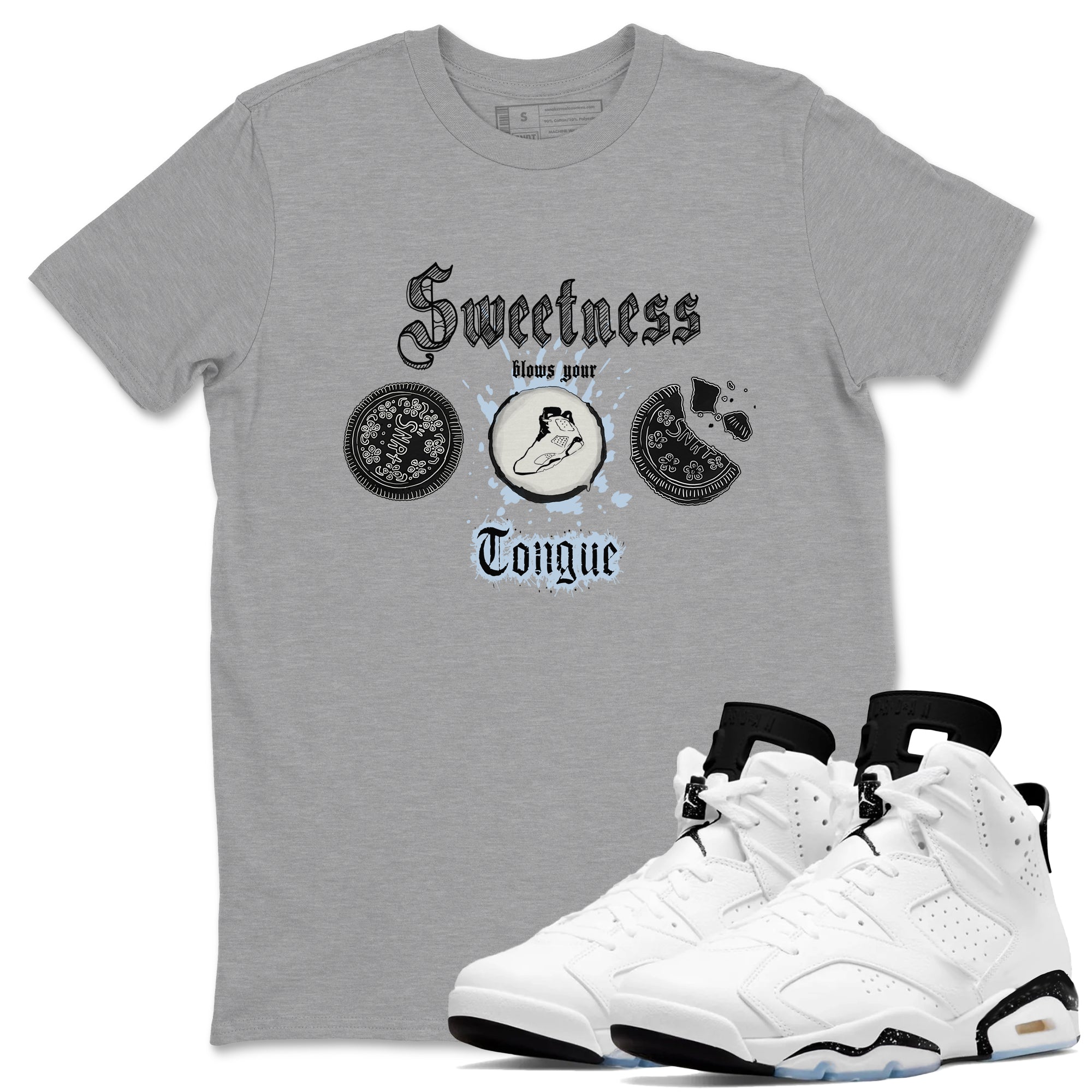 Sweetness Blows Your Tongue snkmatch Tees - Air Jordan 6 White Black