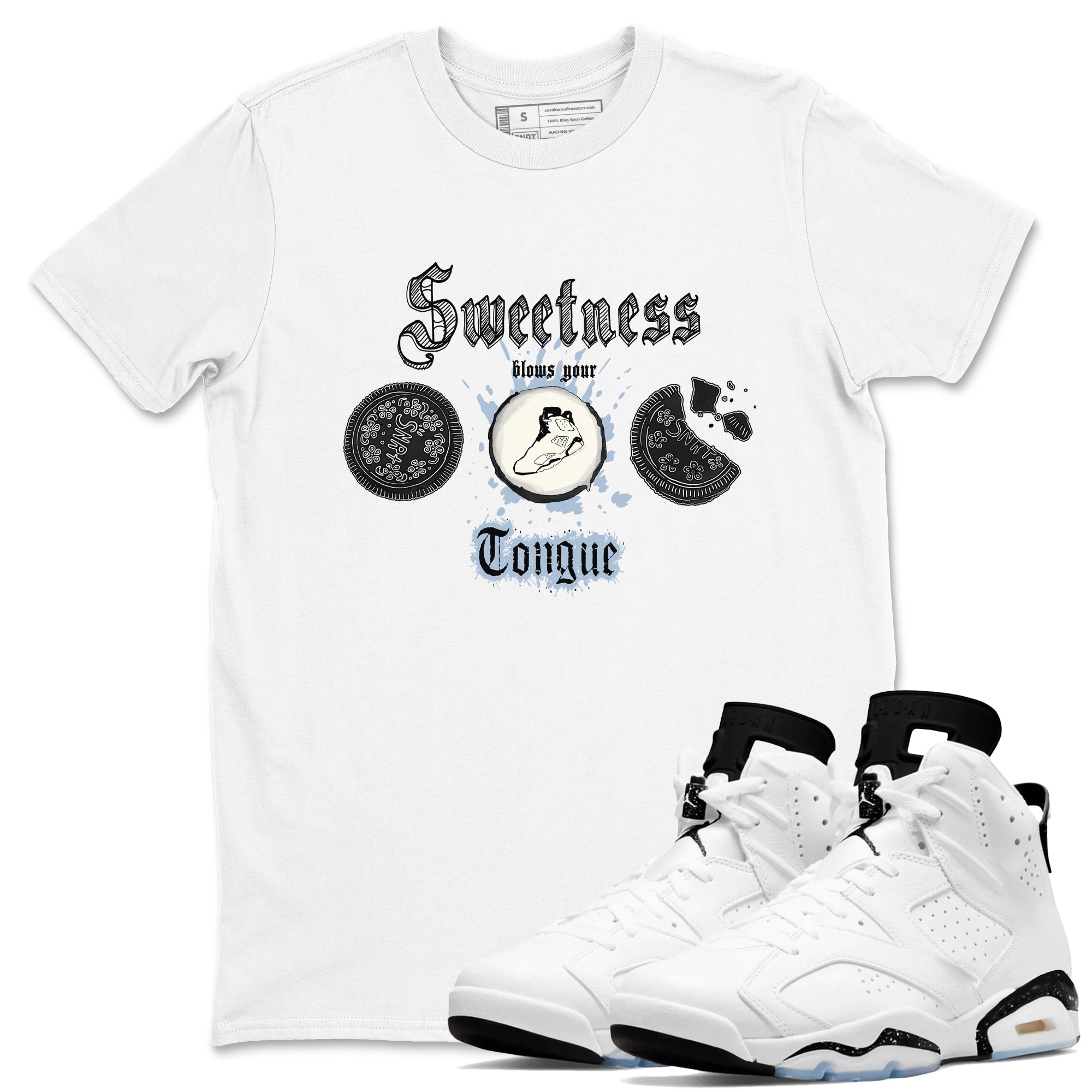 Sweetness Blows Your Tongue snkmatch Tees - Air Jordan 6 White Black