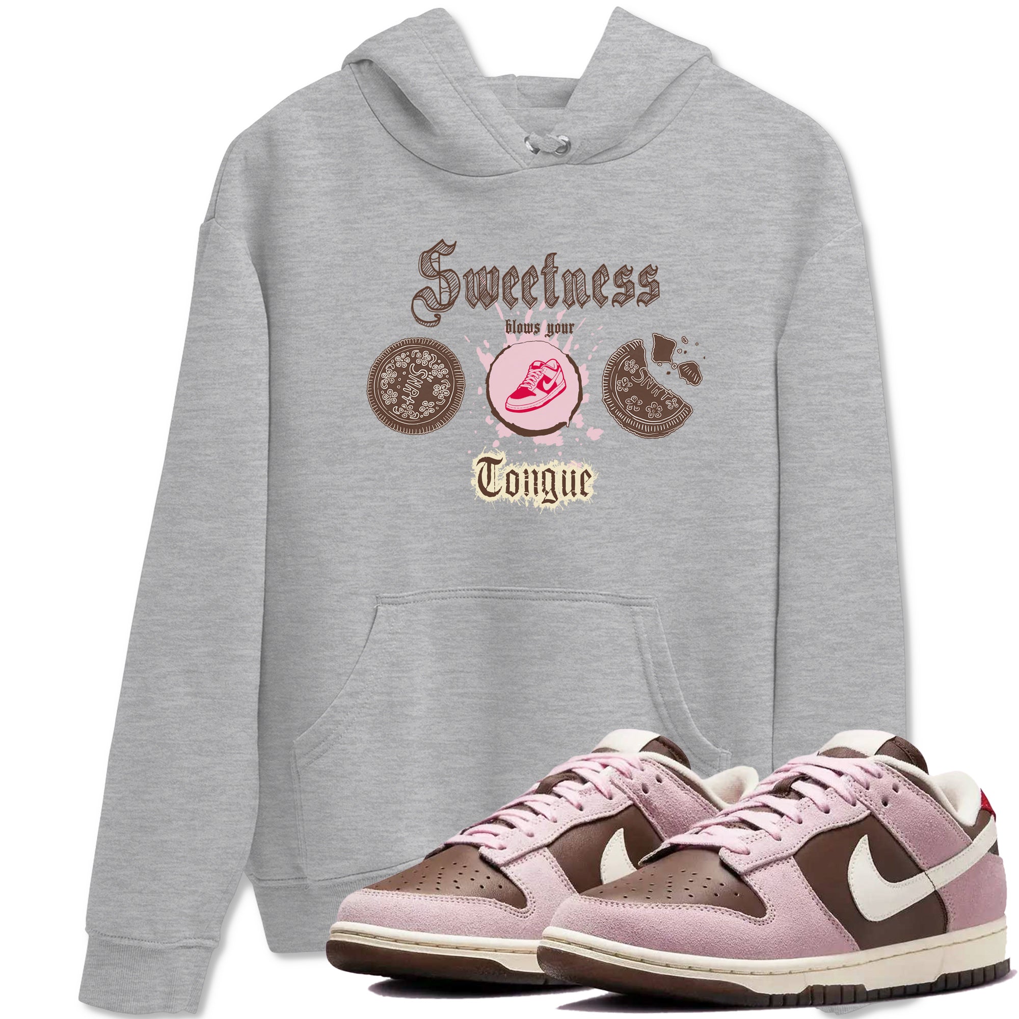 Sweetness Blows Your Tongue snkmatch Tees - Dunk Cacao Wow And Pink Foam