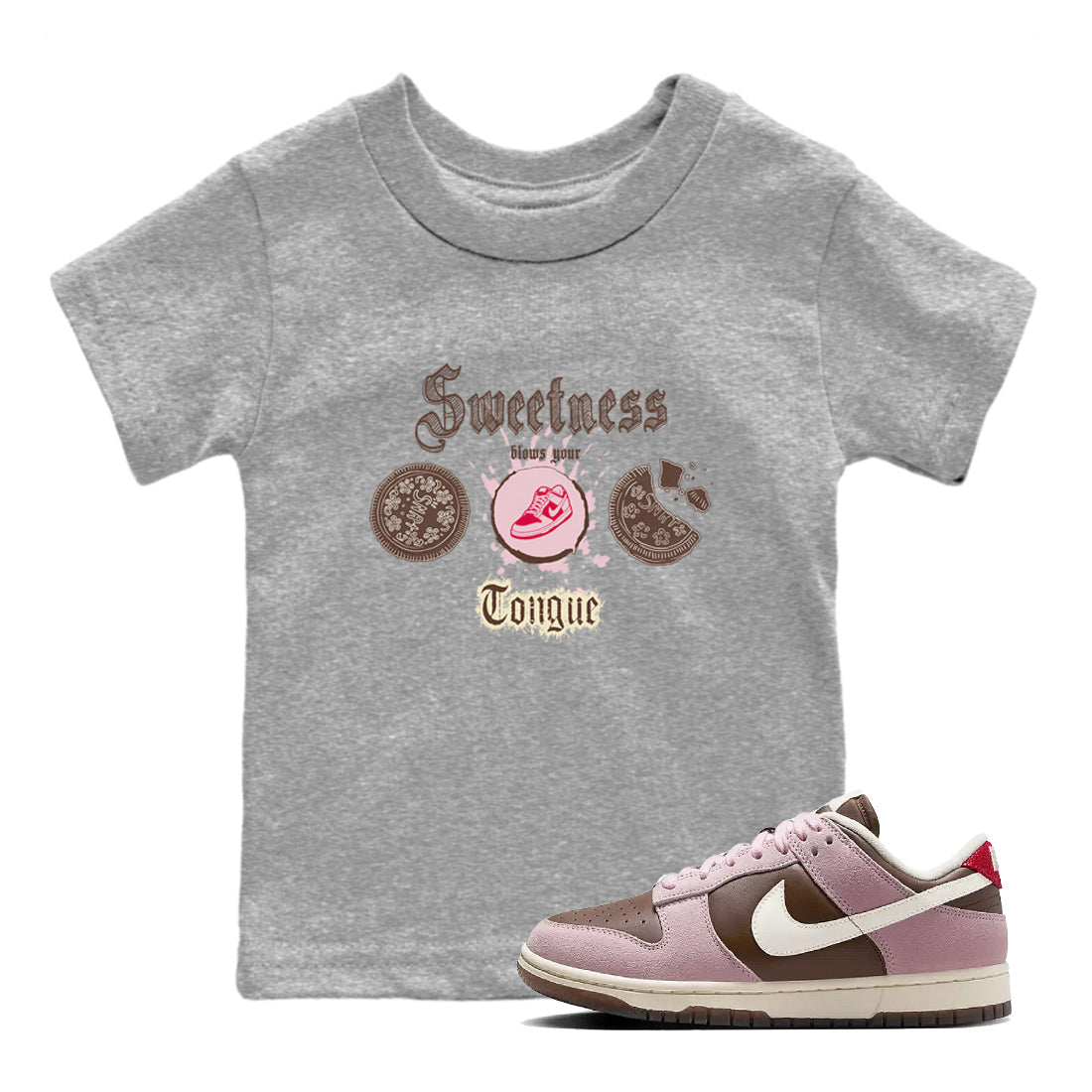 Sweetness Blows Your Tongue snkmatch Tees Kids - Dunk Cacao Wow And Pink Foam
