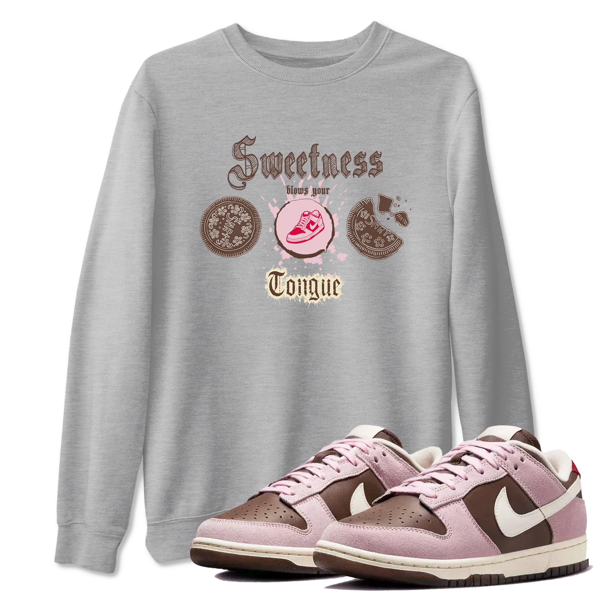 Sweetness Blows Your Tongue snkmatch Tees - Dunk Cacao Wow And Pink Foam