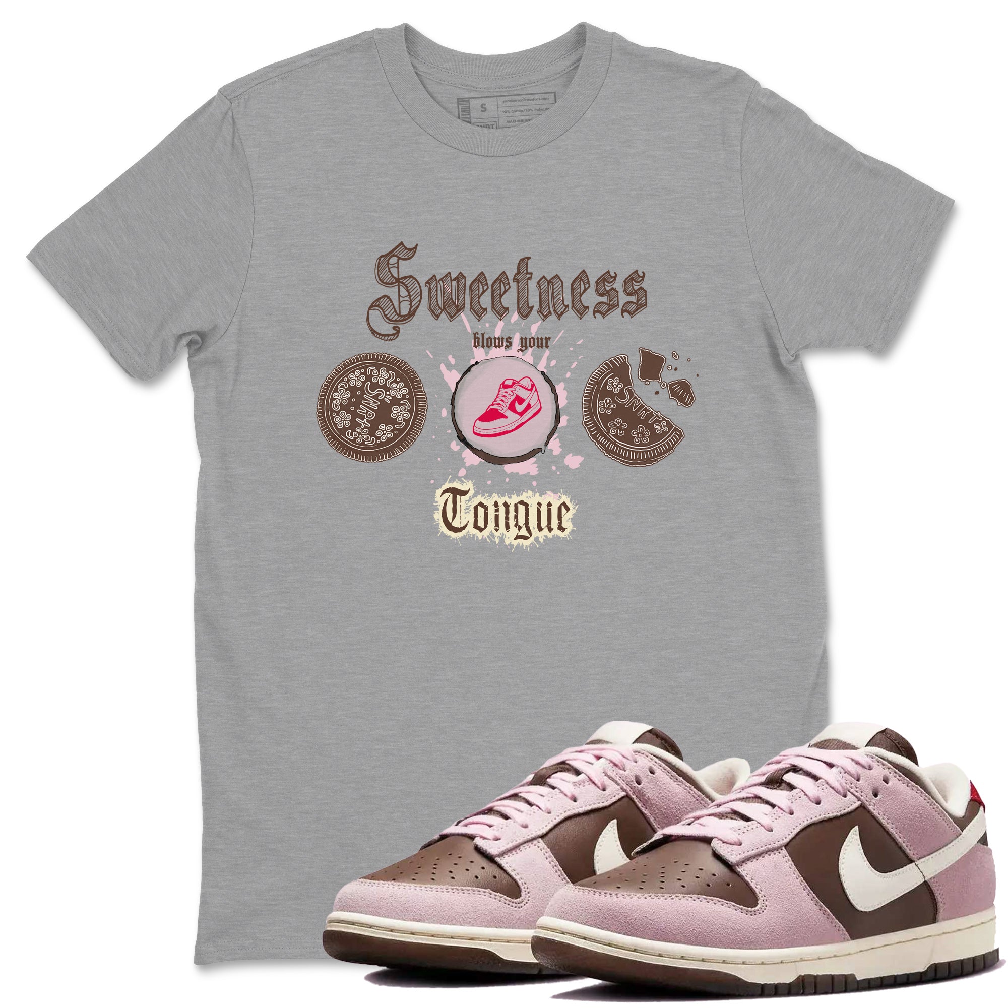 Sweetness Blows Your Tongue snkmatch Tees - Dunk Cacao Wow And Pink Foam