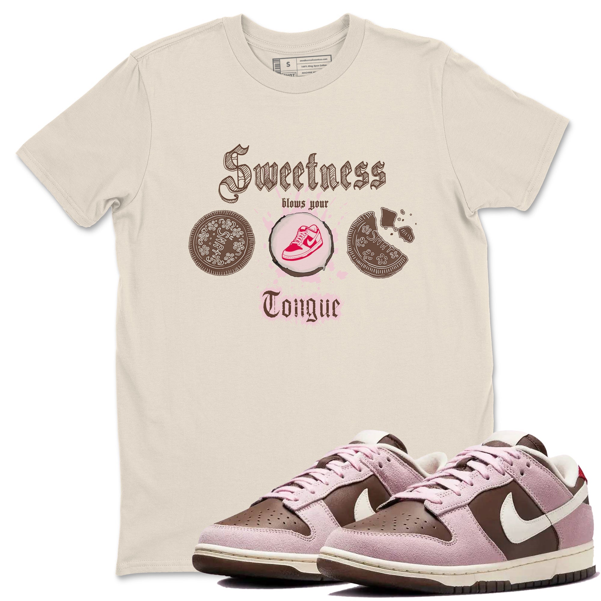 Sweetness Blows Your Tongue snkmatch Tees - Dunk Cacao Wow And Pink Foam