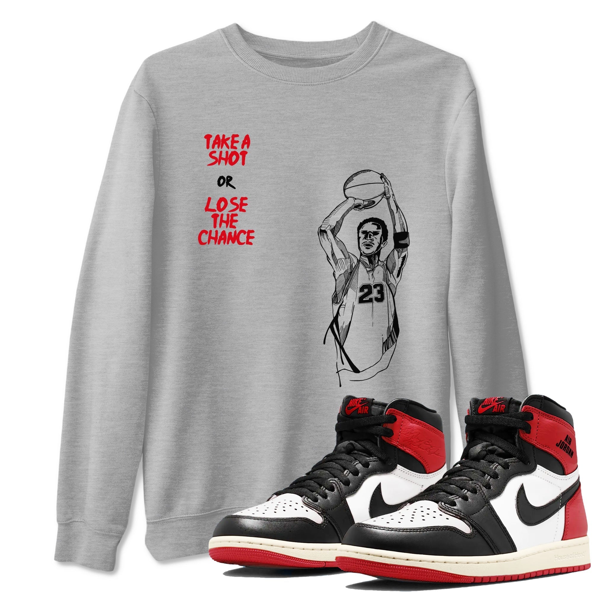 Take A Shot snkmatch Tees - Air Jordan 1 Black Toe Reimagined