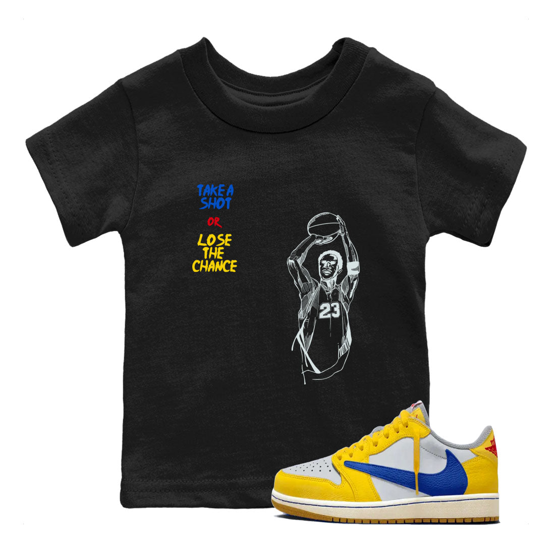 Take A Shot snkmatch Tees Kids - Air Jordan 1 Travis Scott Canary