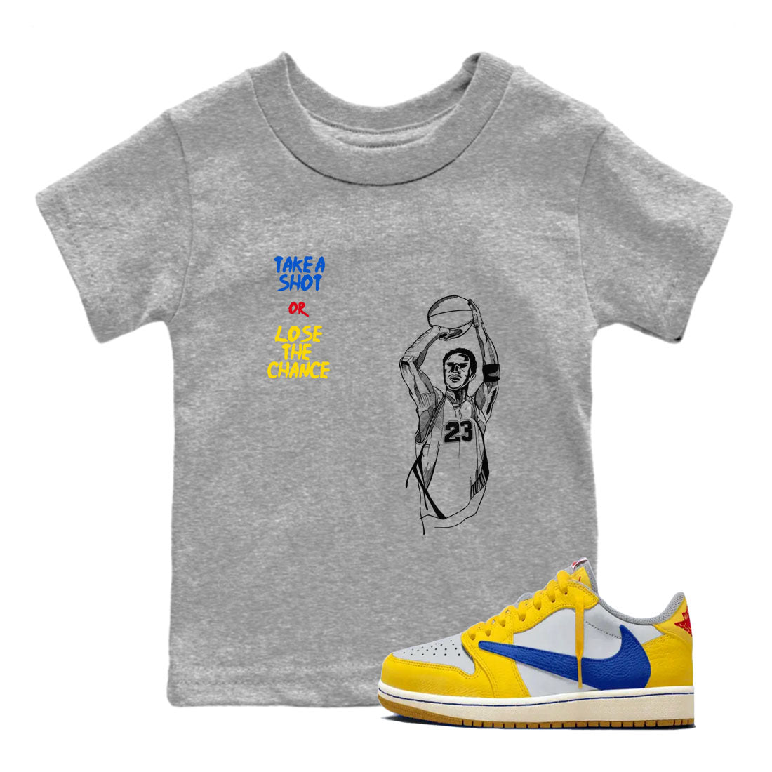 Take A Shot snkmatch Tees Kids - Air Jordan 1 Travis Scott Canary