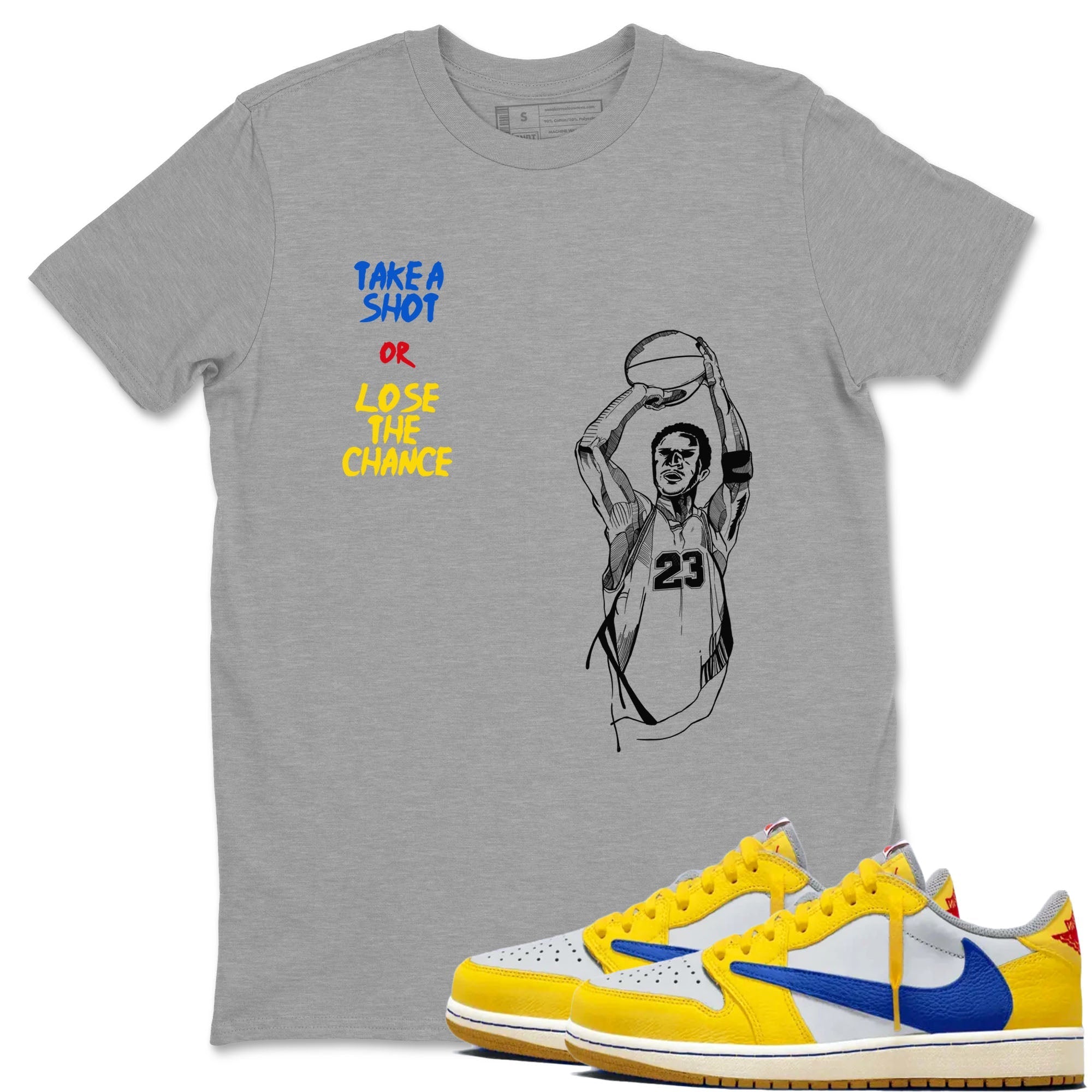 Take A Shot snkmatch Tees - Air Jordan 1 Travis Scott Canary