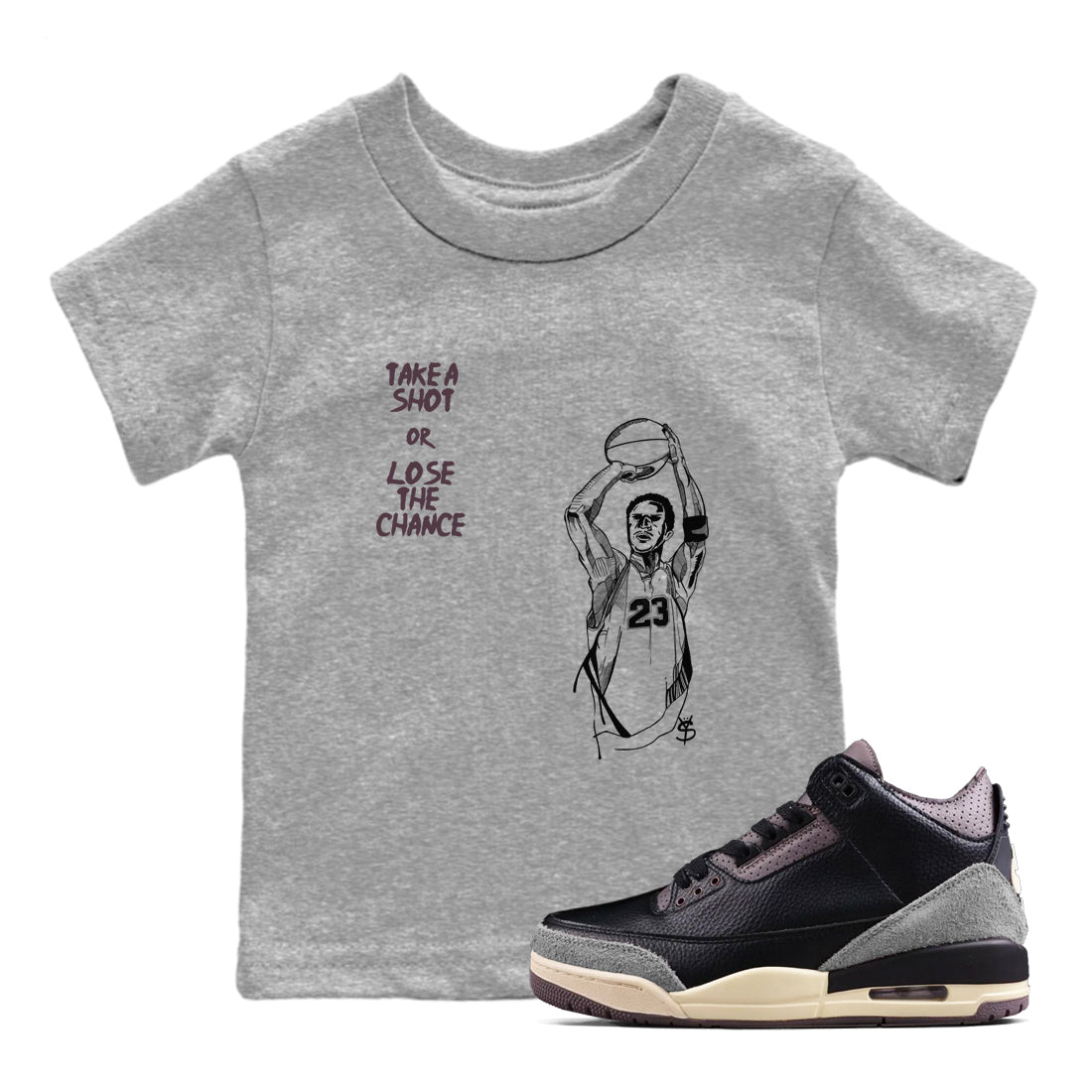 Take A Shot snkmatch Tees Kids - Air Jordan 3 A Ma Maniere x Black