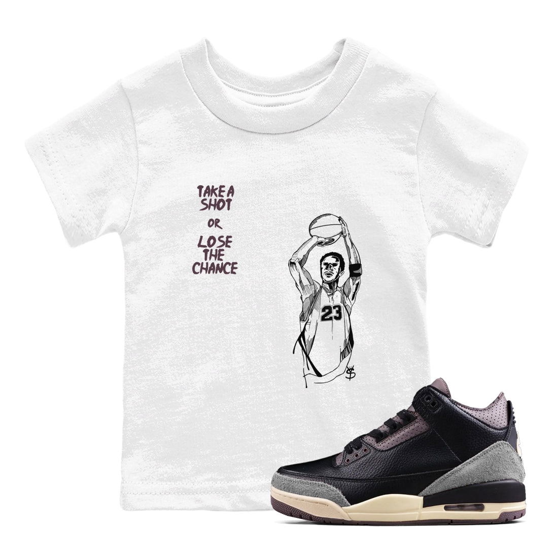 Take A Shot snkmatch Tees Kids - Air Jordan 3 A Ma Maniere x Black