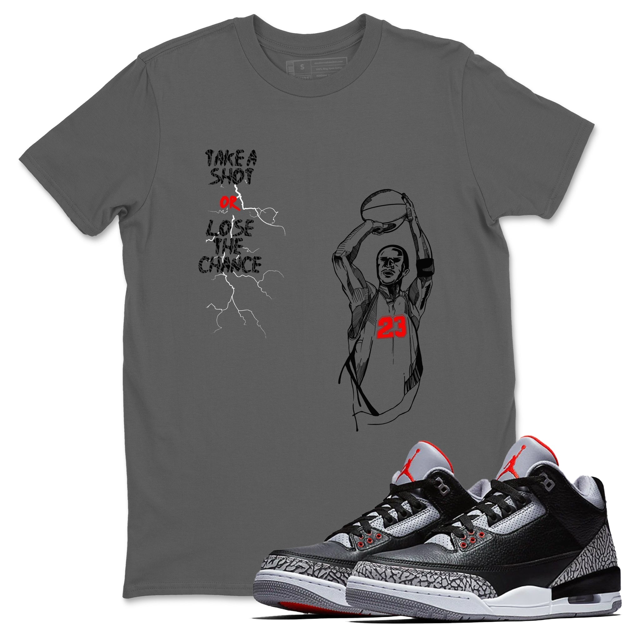 Take A Shot snkmatch Tees - Air Jordan 3 Black Cement