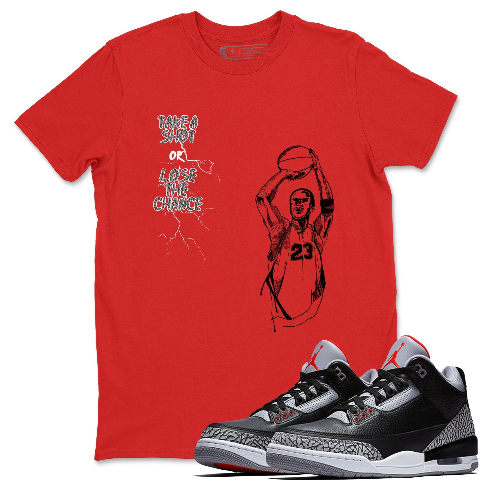 Take A Shot snkmatch Tees - Air Jordan 3 Black Cement