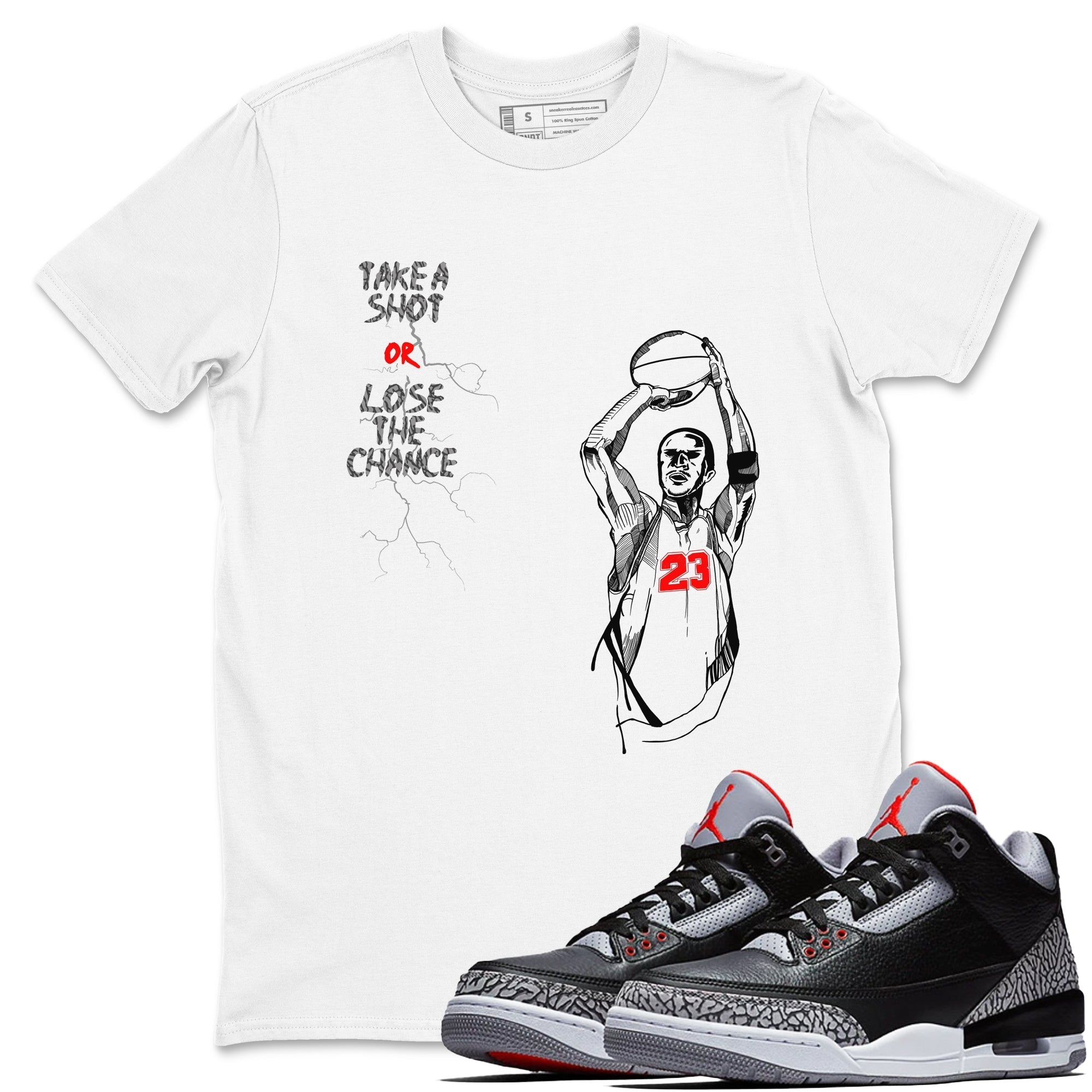 Take A Shot snkmatch Tees - Air Jordan 3 Black Cement