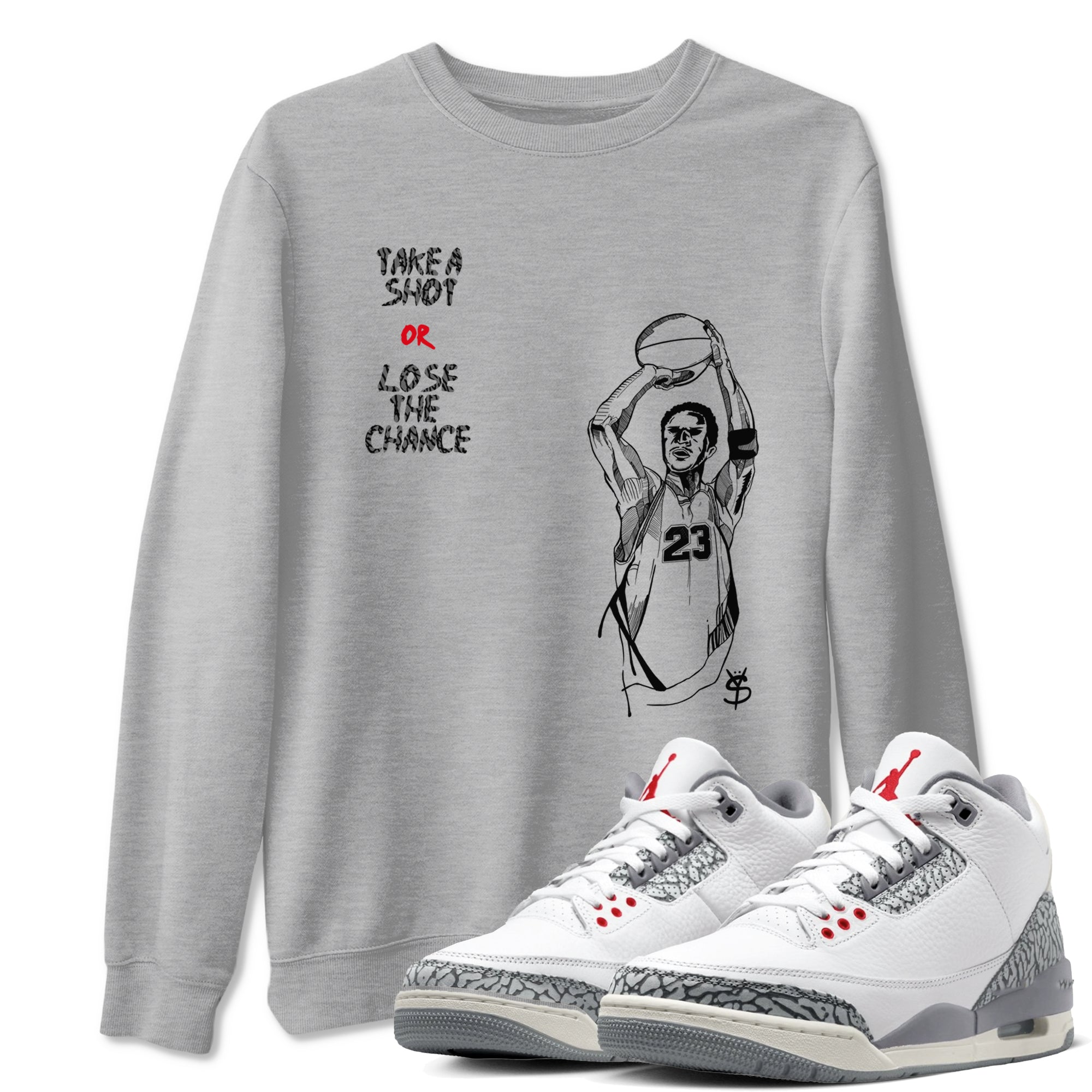 Take A Shot snkmatch Tees - Air Jordan 3 Cement Grey