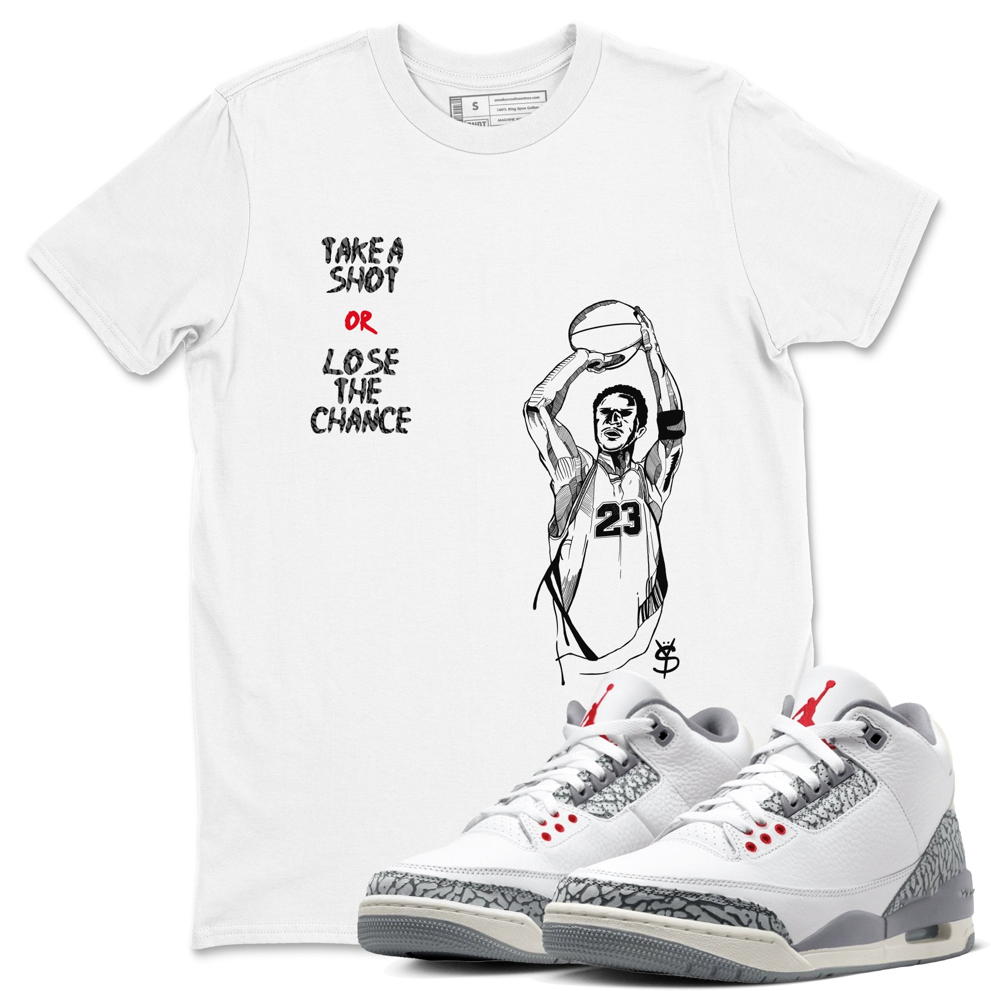 Take A Shot snkmatch Tees - Air Jordan 3 Cement Grey