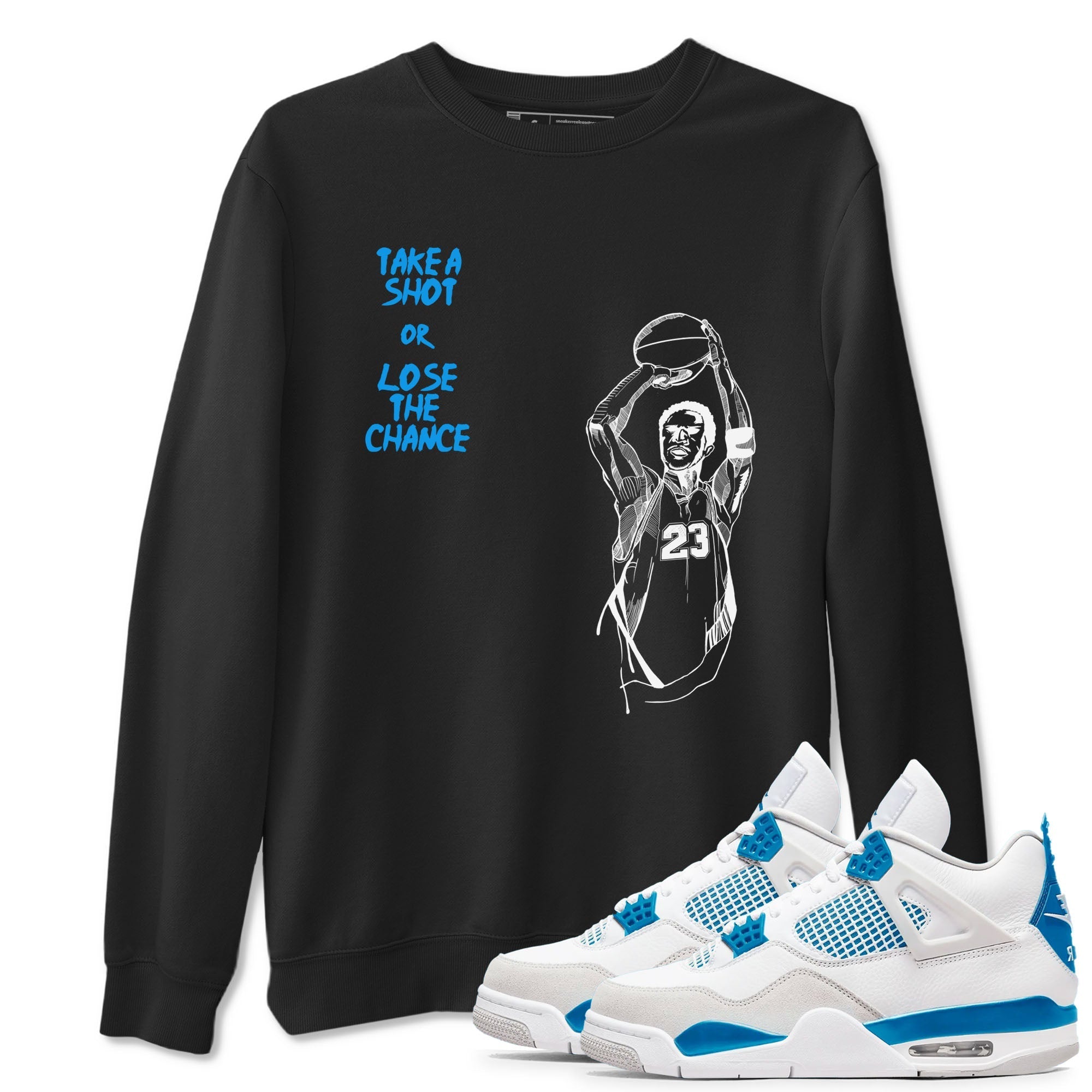 Take A Shot snkmatch Tees - Air Jordan 4 Military Blue