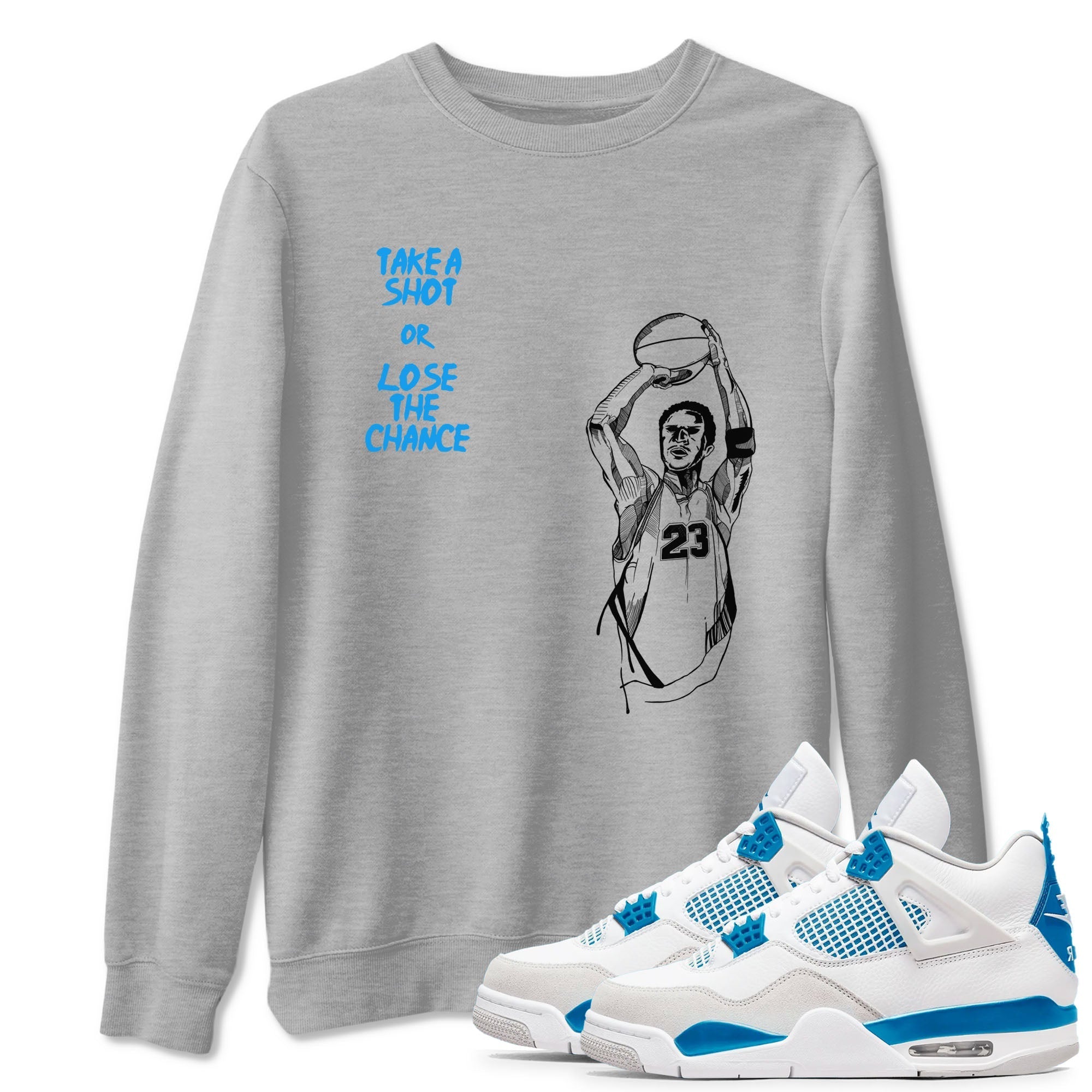 Take A Shot snkmatch Tees - Air Jordan 4 Military Blue