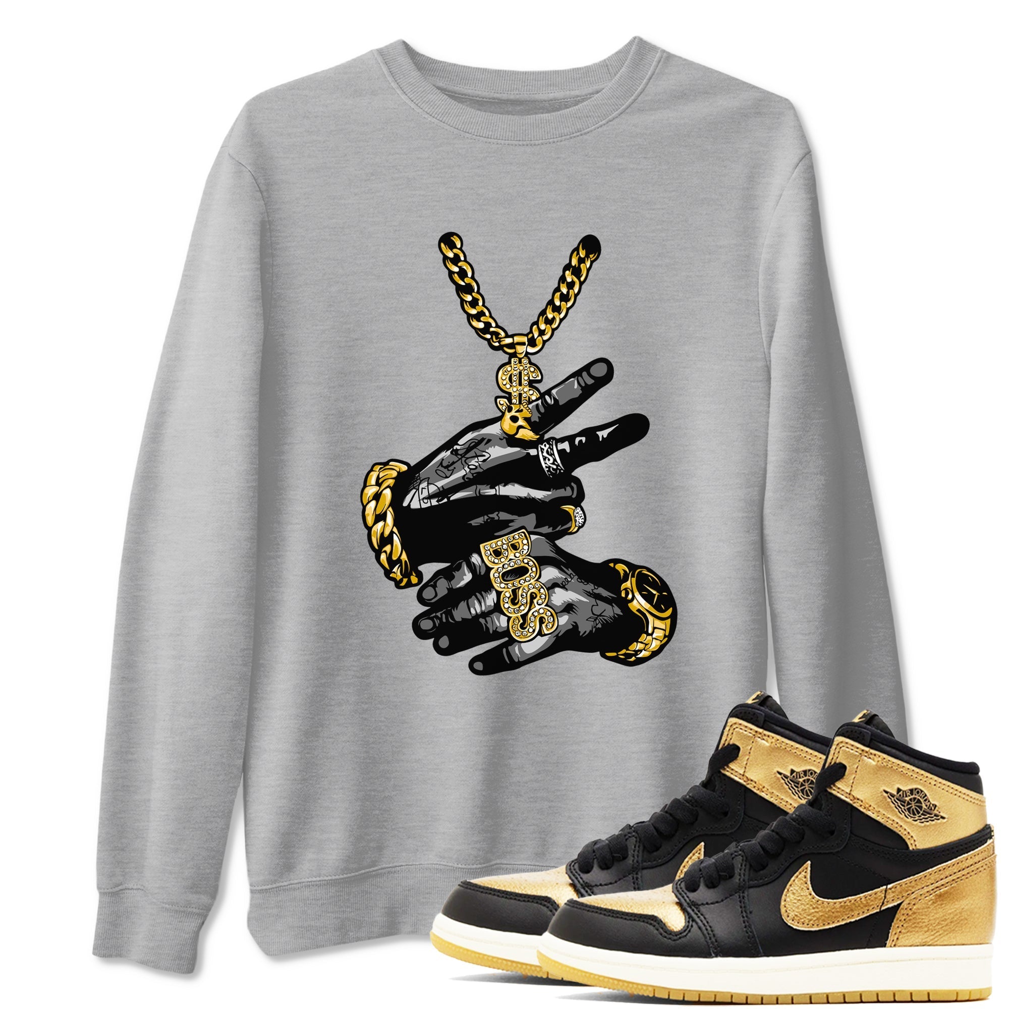Tattoo Hands snkmatch Tees - Air Jordan 1 Black Metallic Gold