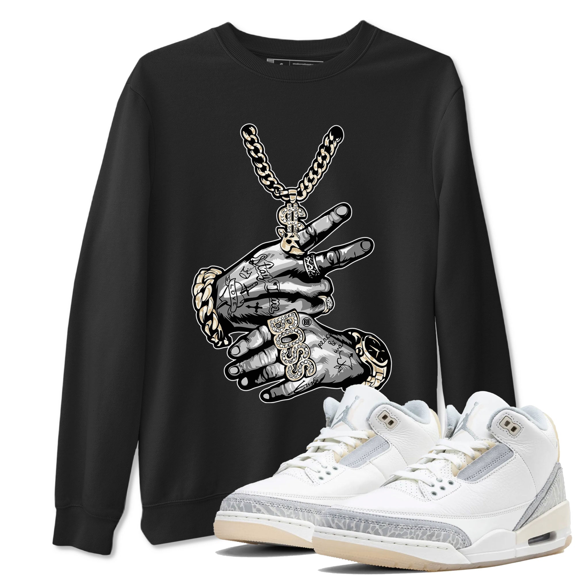 Tattoo Hands snkmatch Tees - Air Jordan 3 Ivory