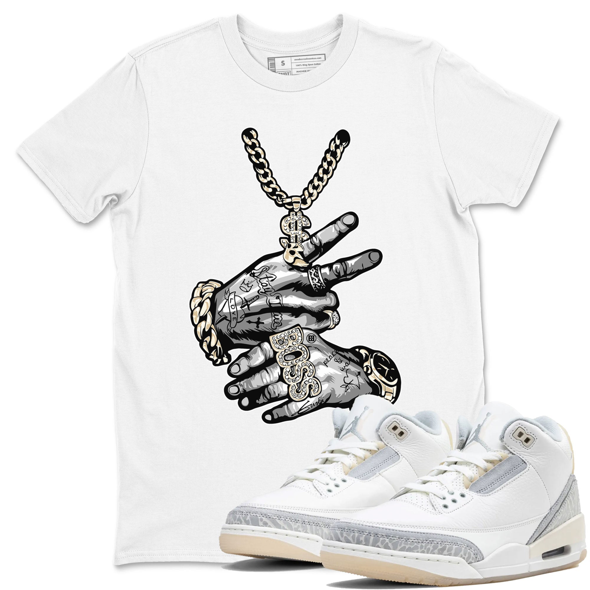 Tattoo Hands snkmatch Tees - Air Jordan 3 Ivory