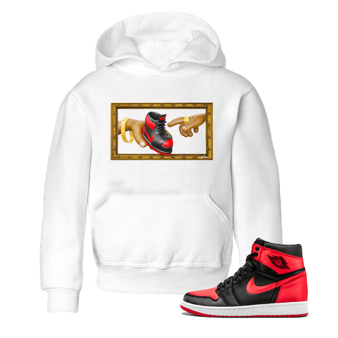 The Creation of Adam snkmatch Tee Kids - Air Jordan 1 Satin Bred