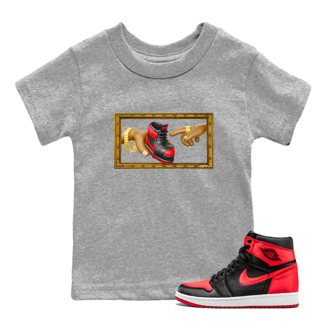The Creation of Adam snkmatch Tee Kids - Air Jordan 1 Satin Bred
