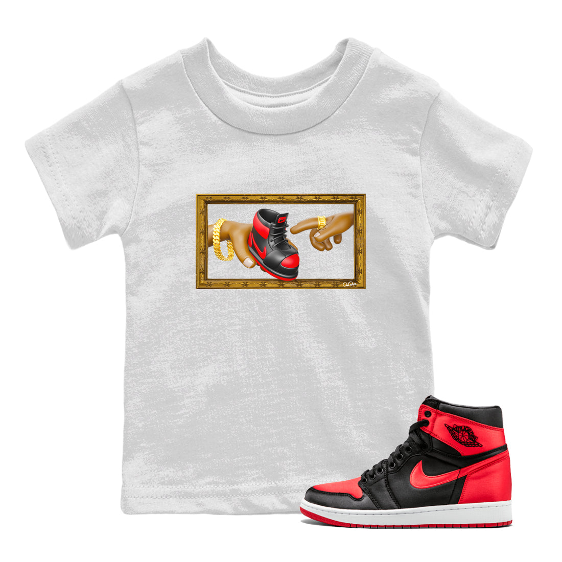 The Creation of Adam snkmatch Tee Kids - Air Jordan 1 Satin Bred