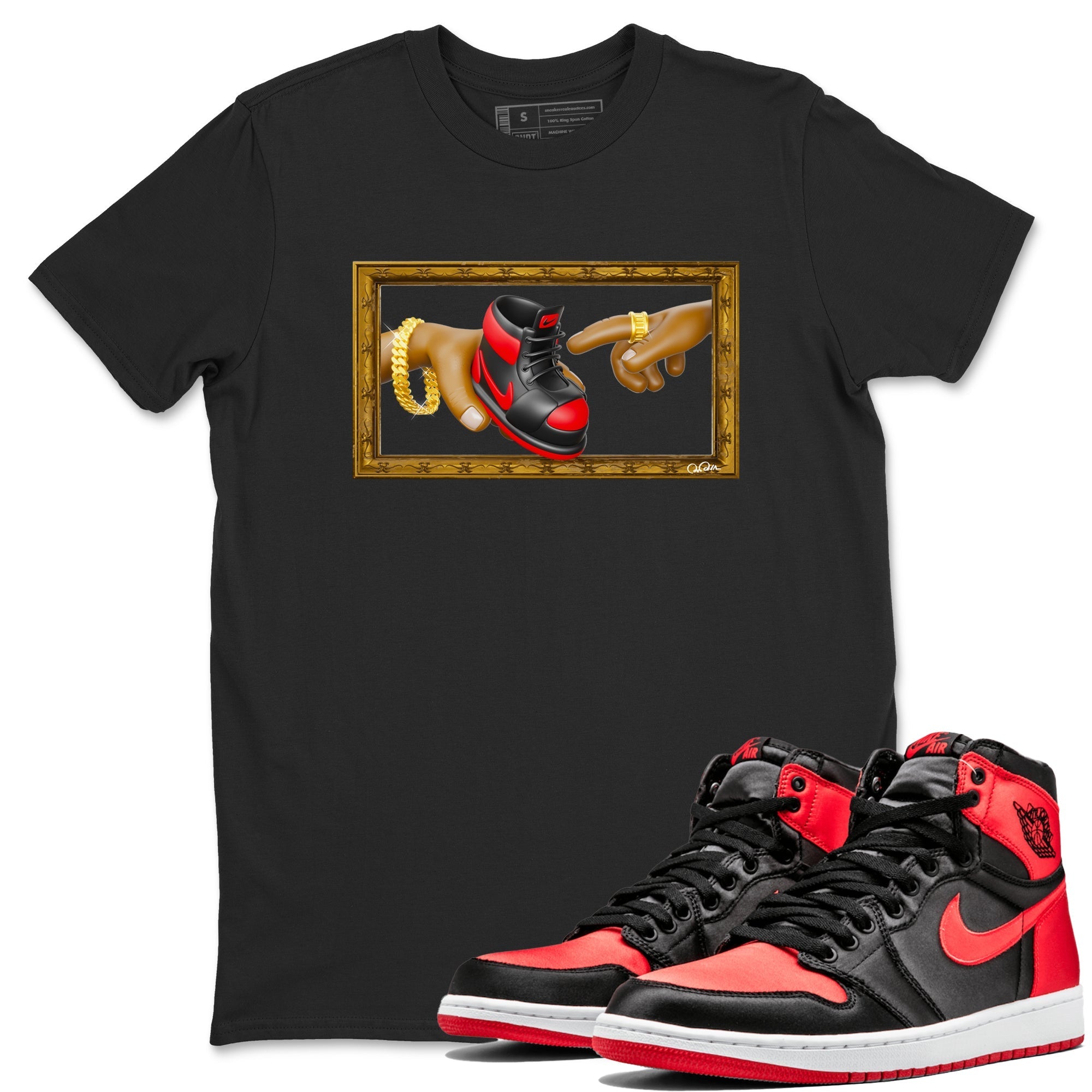 The Creation of Adam snkmatch Tee - Air Jordan 1 Satin Bred