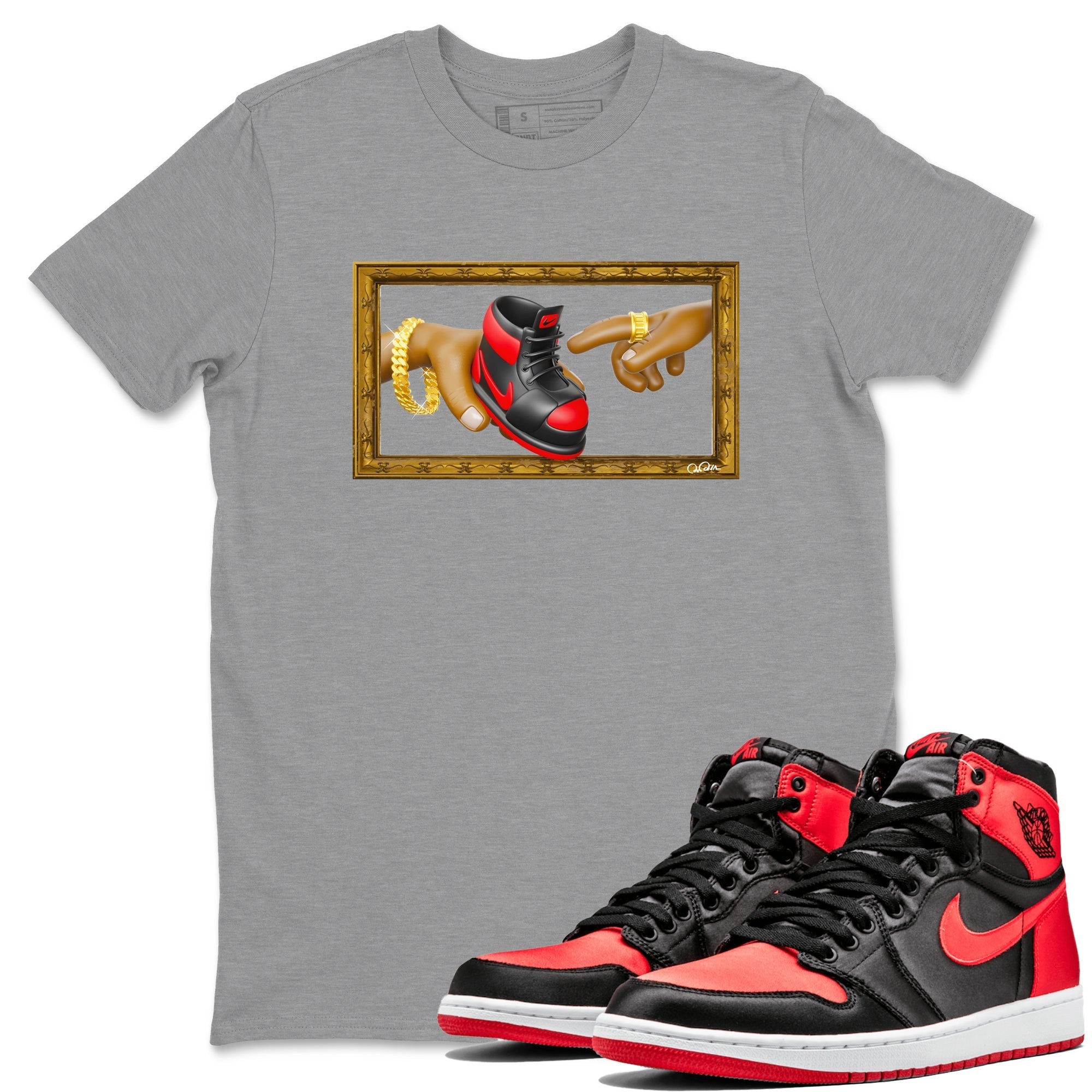 The Creation of Adam snkmatch Tee - Air Jordan 1 Satin Bred