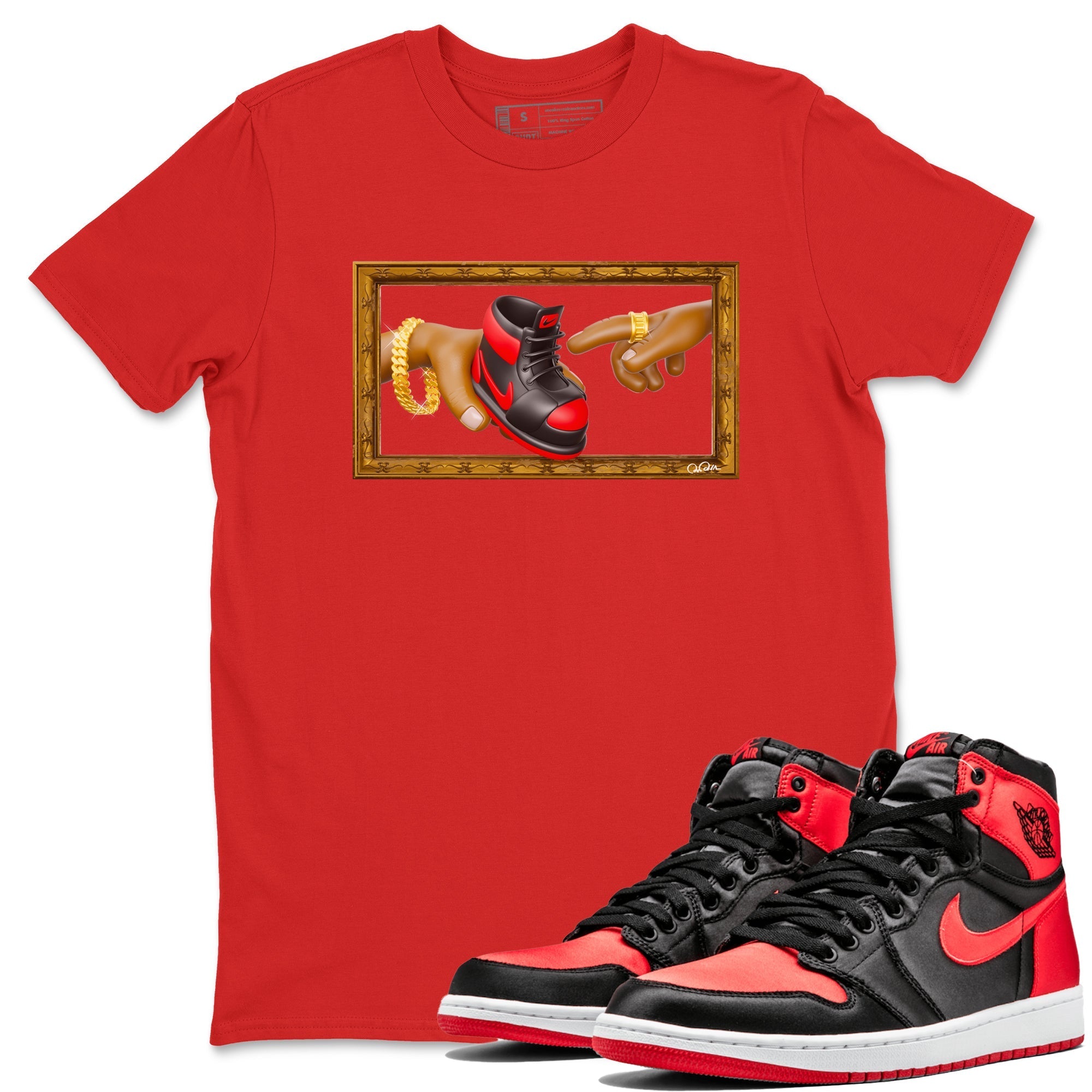The Creation of Adam snkmatch Tee - Air Jordan 1 Satin Bred
