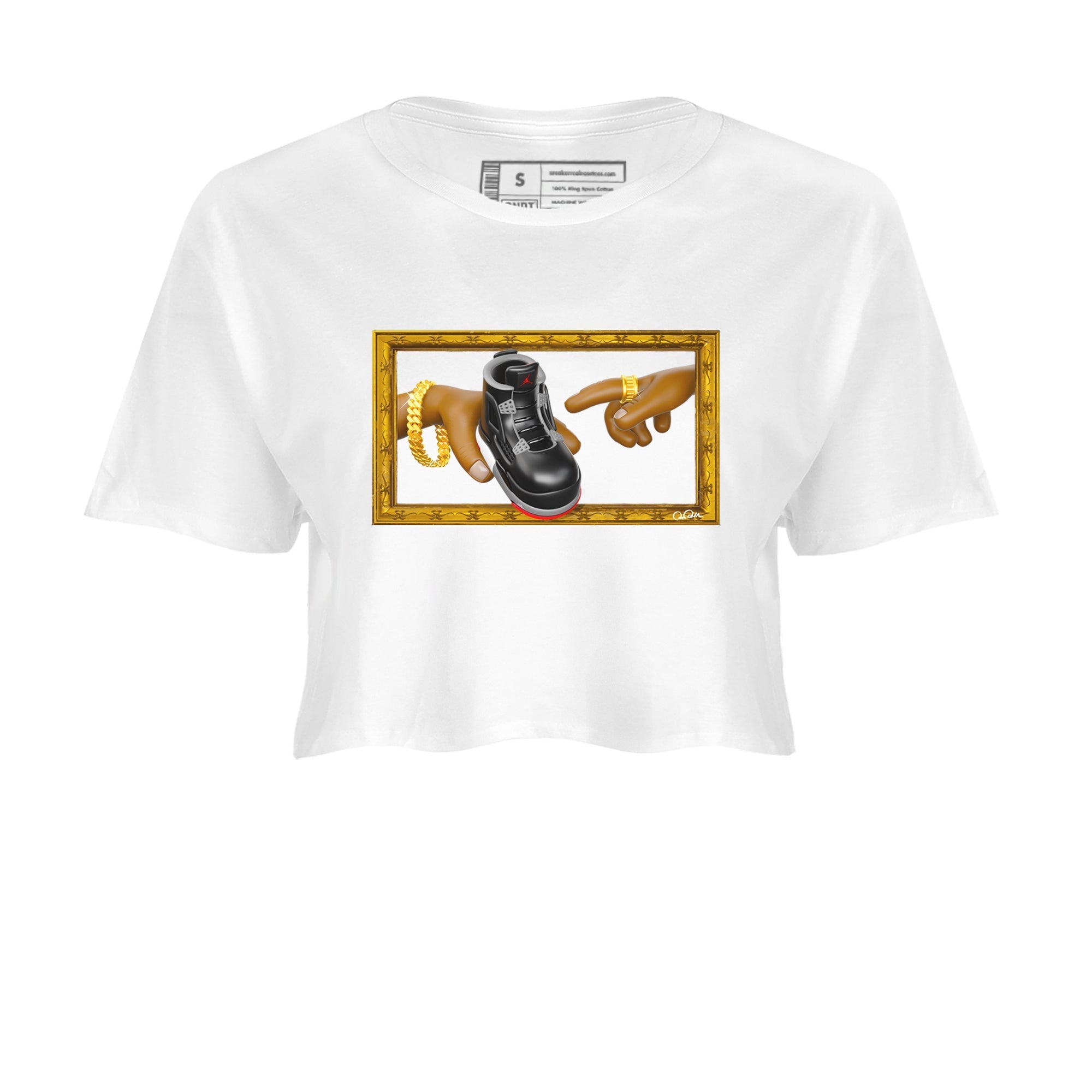The Creation Of Adam snkmatch Women's Top - Air Jordan 4 Bred Reimagined