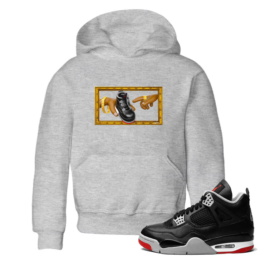 The Creation Of Adam snkmatch Tees Kids - Air Jordan 4 Bred Reimagined