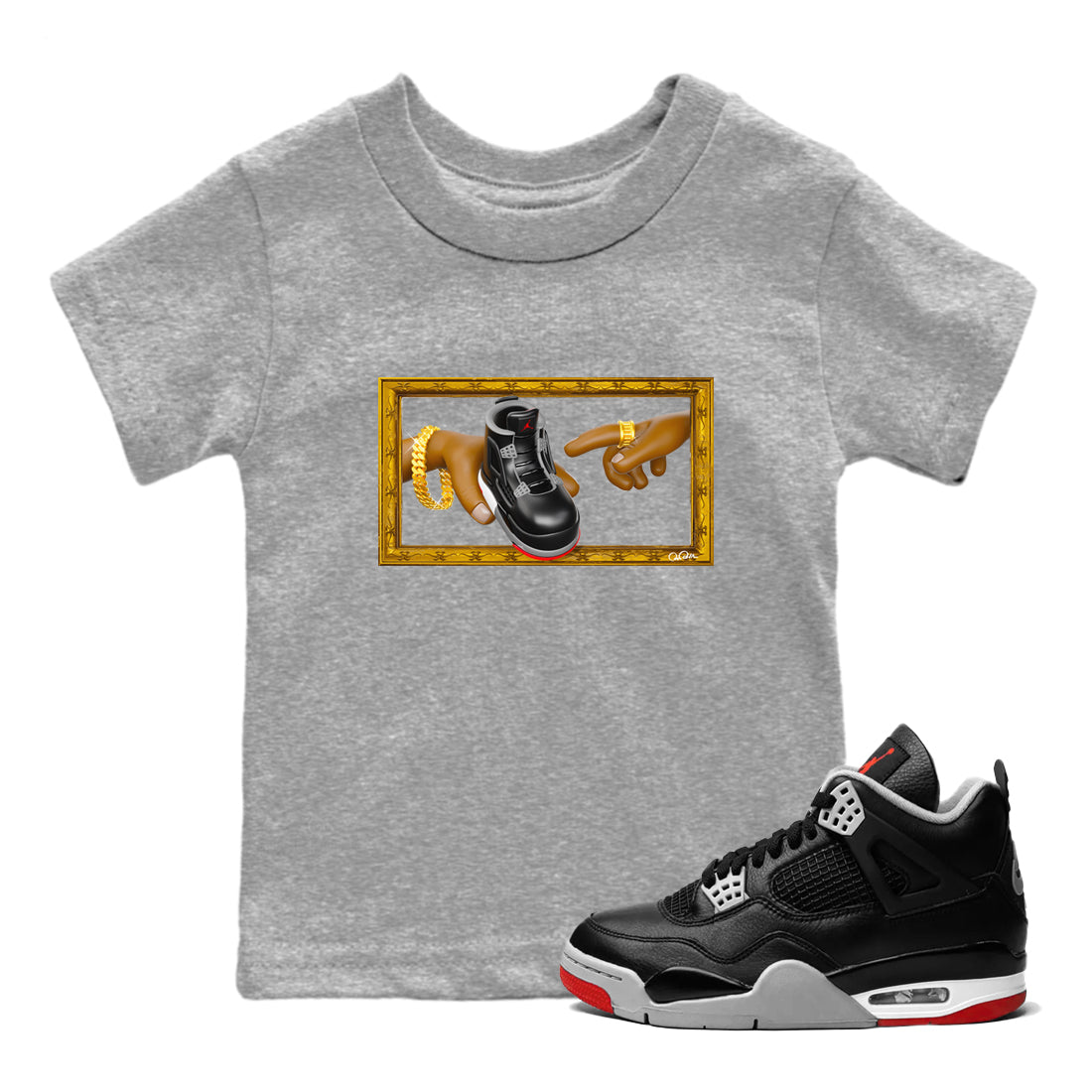 The Creation Of Adam snkmatch Tees Kids - Air Jordan 4 Bred Reimagined
