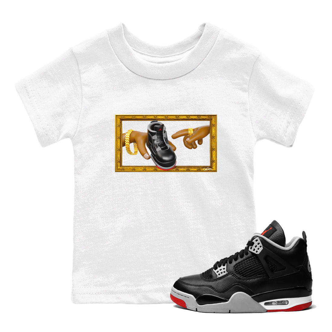 The Creation Of Adam snkmatch Tees Kids - Air Jordan 4 Bred Reimagined