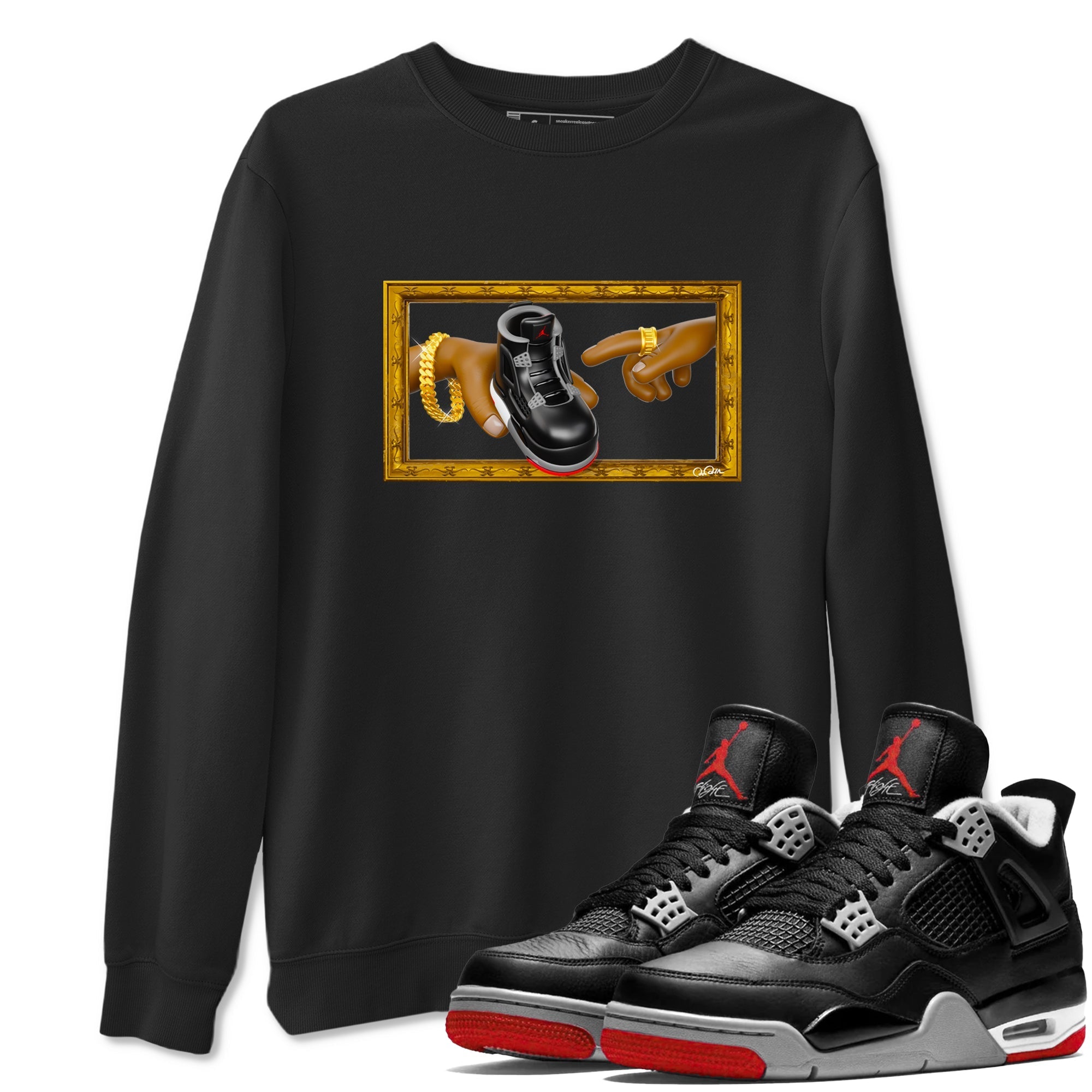 The Creation Of Adam snkmatch Tees - Air Jordan 4 Bred Reimagined