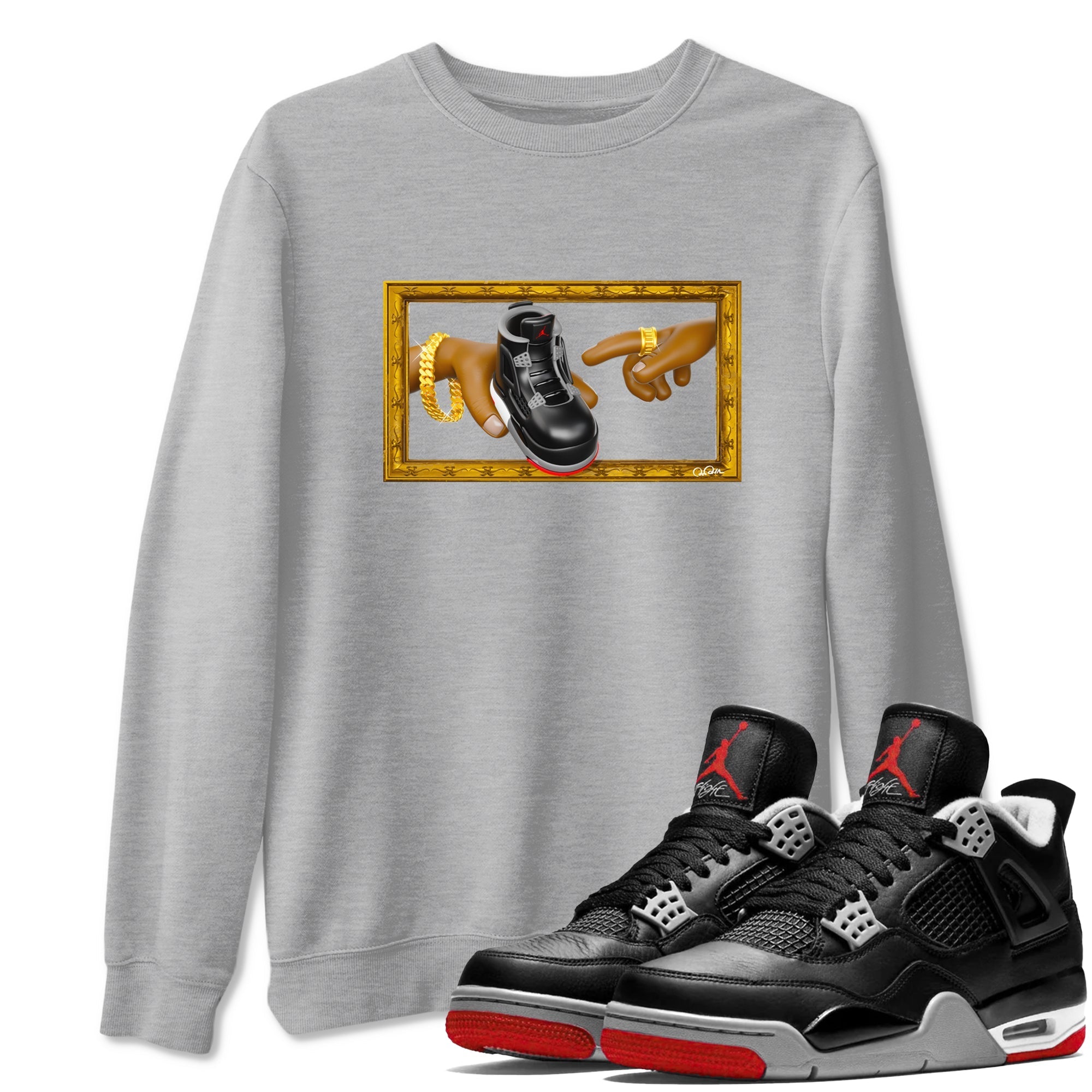 The Creation Of Adam snkmatch Tees - Air Jordan 4 Bred Reimagined