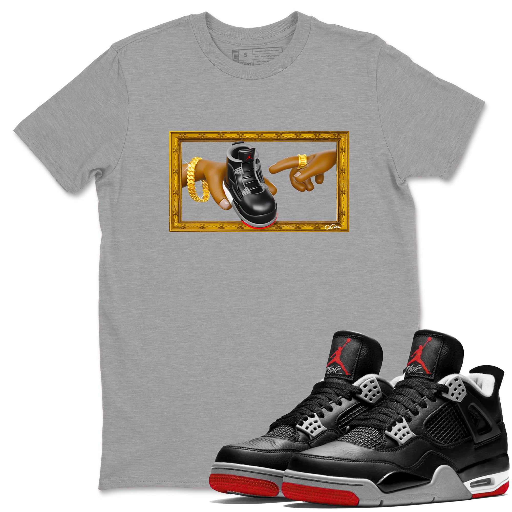 The Creation Of Adam snkmatch Tees - Air Jordan 4 Bred Reimagined