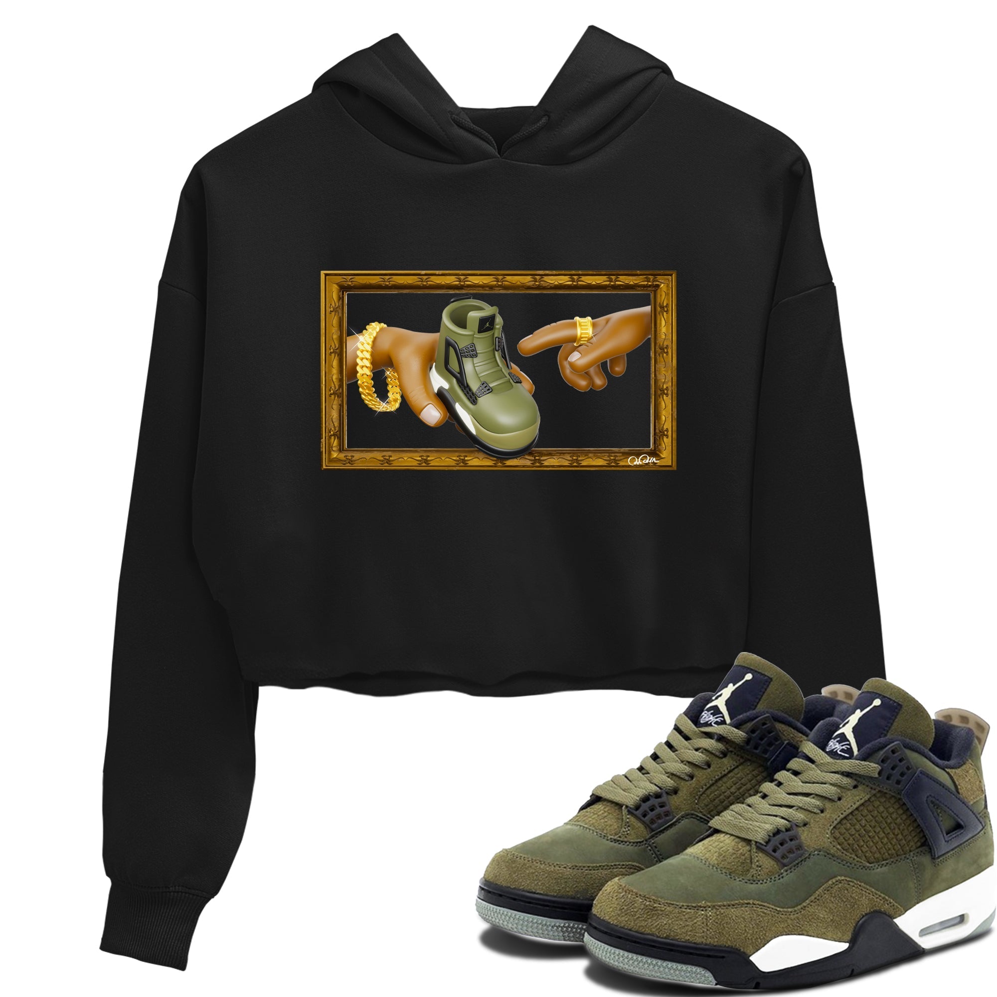 The Creation of Adam snkmatch Women's Top - Air Jordan 4 Medium Olive