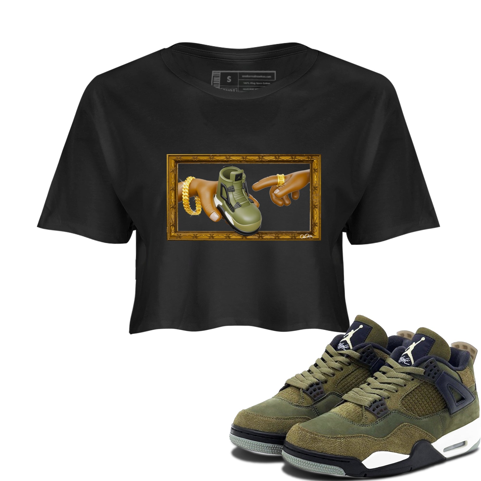 The Creation of Adam snkmatch Women's Top - Air Jordan 4 Medium Olive