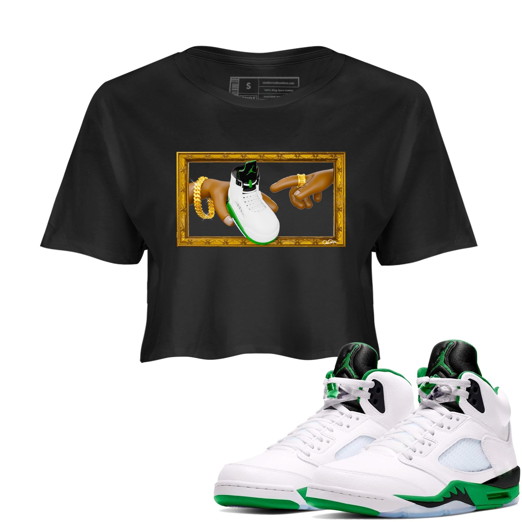 The Creation of Adam snkmatch Women's Top - Air Jordan 5 Lucky Green